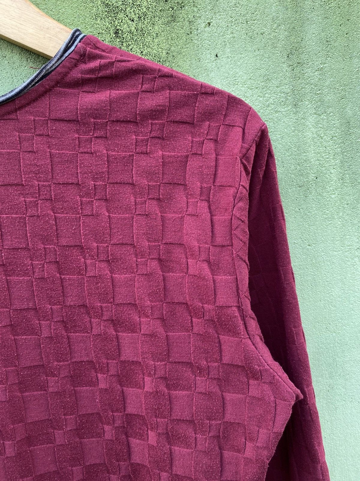 Japanese Brand Beams Heart Burgundy Textured Long Sleeve Japanese Vintage Size US M / EU 48-50 / 2 - 11 Thumbnail