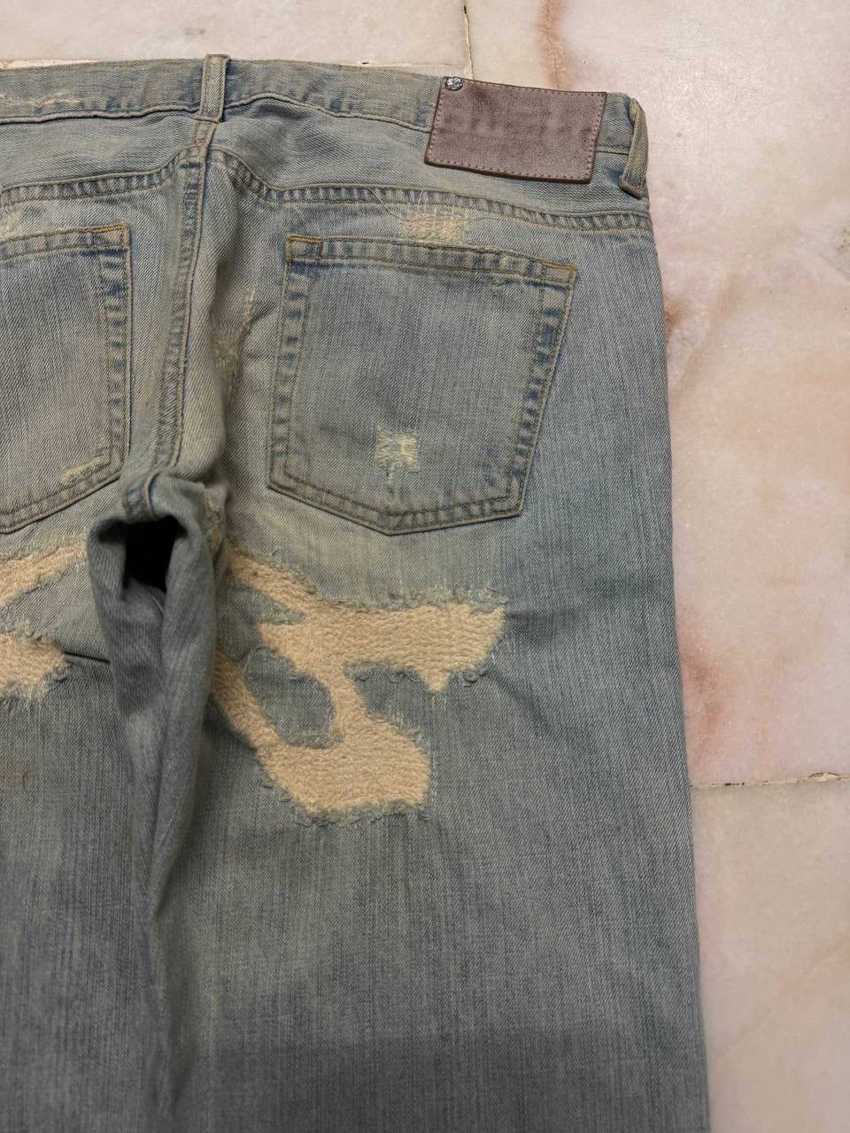 Vintage 💥Sashiko Boro Kapital Style Thrashed Rusty Jeans By Zara 90s Size US 34 / EU 50 - 14 Thumbnail