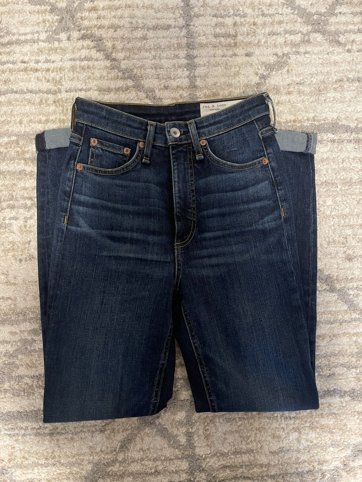 image of Rag Bone Rag & Bone High Waisted Jeans in Blue, Women's (Size 23)