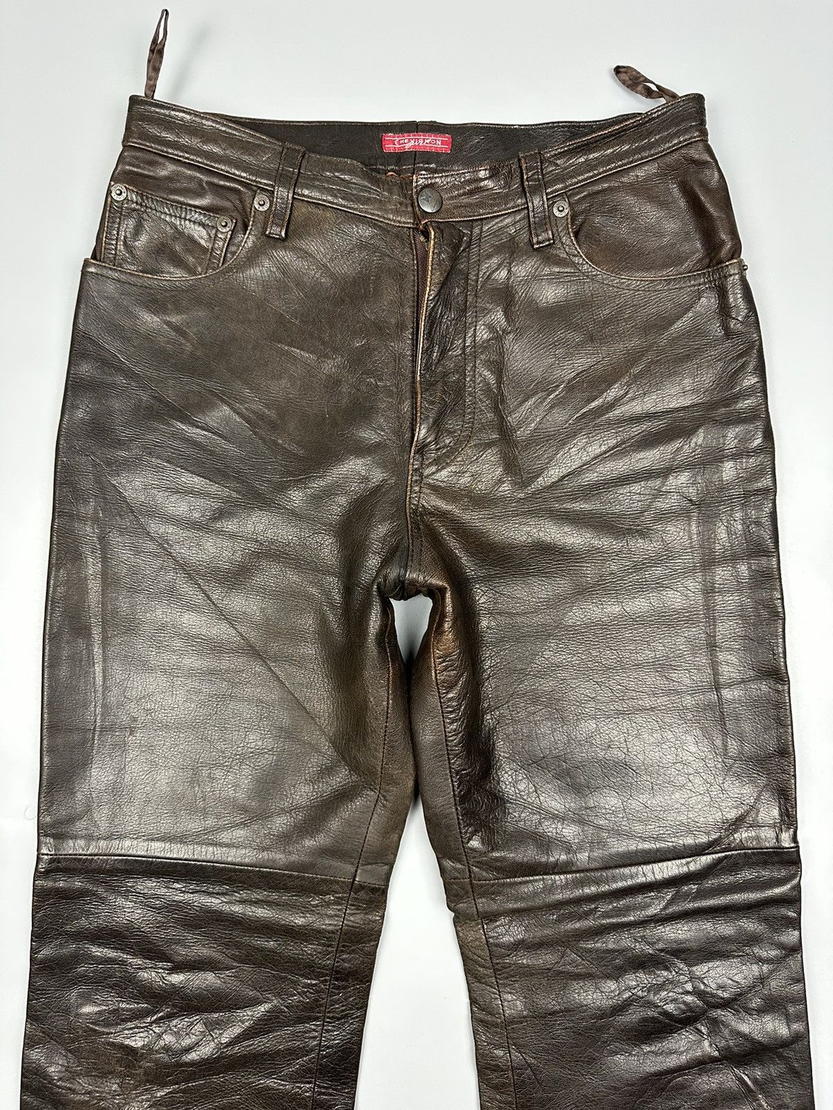 Chevignon × Genuine Leather × Vintage 🔥Very Rare🔥Vintage Chegvinon Flared Leather Pant Size US 28 / EU 44 - 3 Thumbnail