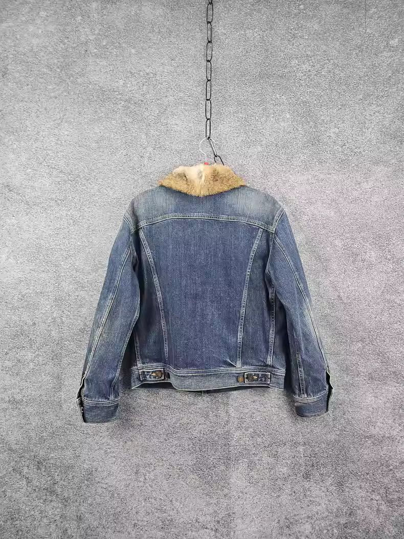 Saint Laurent Paris Saint Laurent Denim Jacket with Fur Collar Size US S / EU 44-46 / 1 - 2 Thumbnail