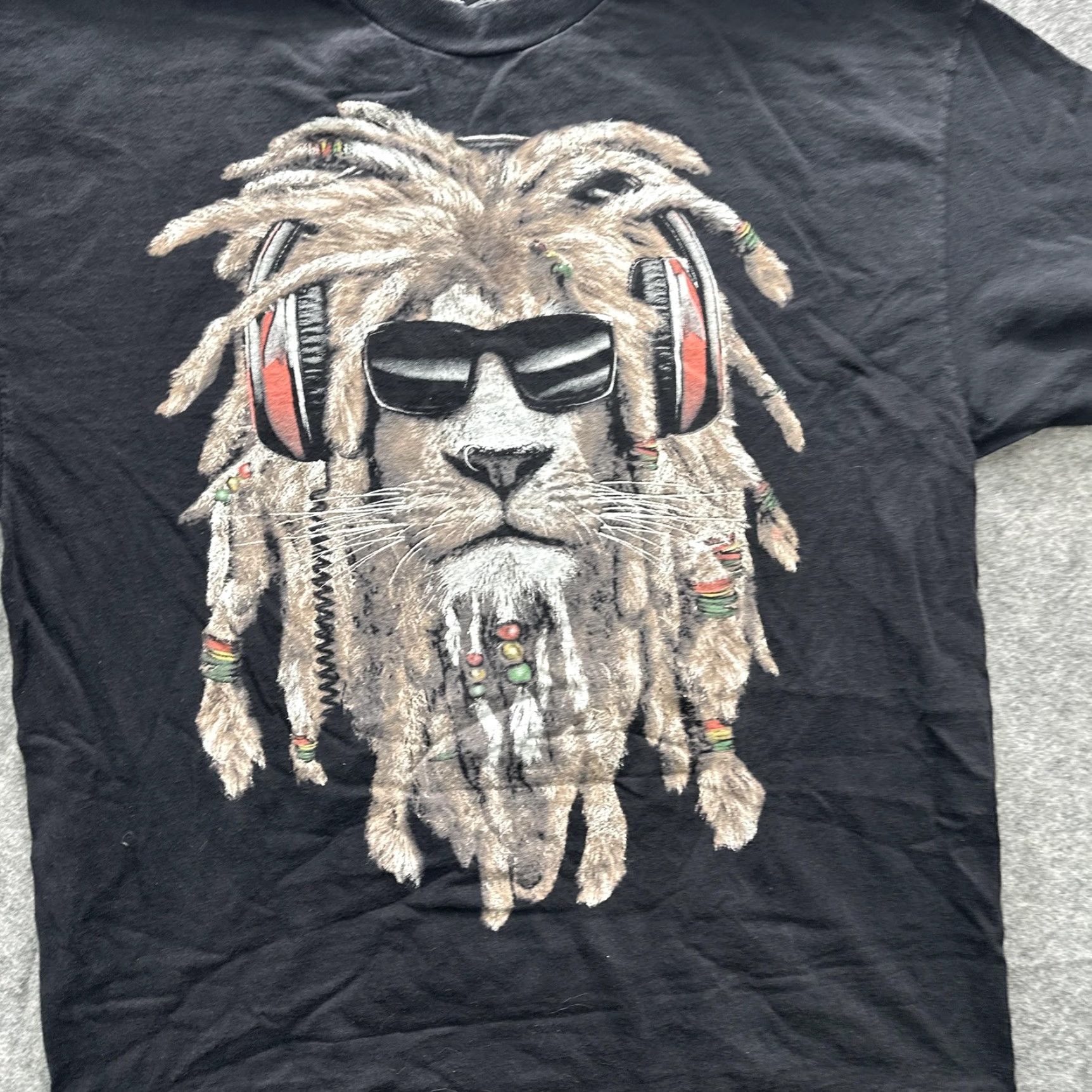 Vintage Real Street Rasta Lion Shirt Mens XL Black Graphic Tee Crew Neck Short Sleeve Size US XL / EU 56 / 4 - 6 Thumbnail