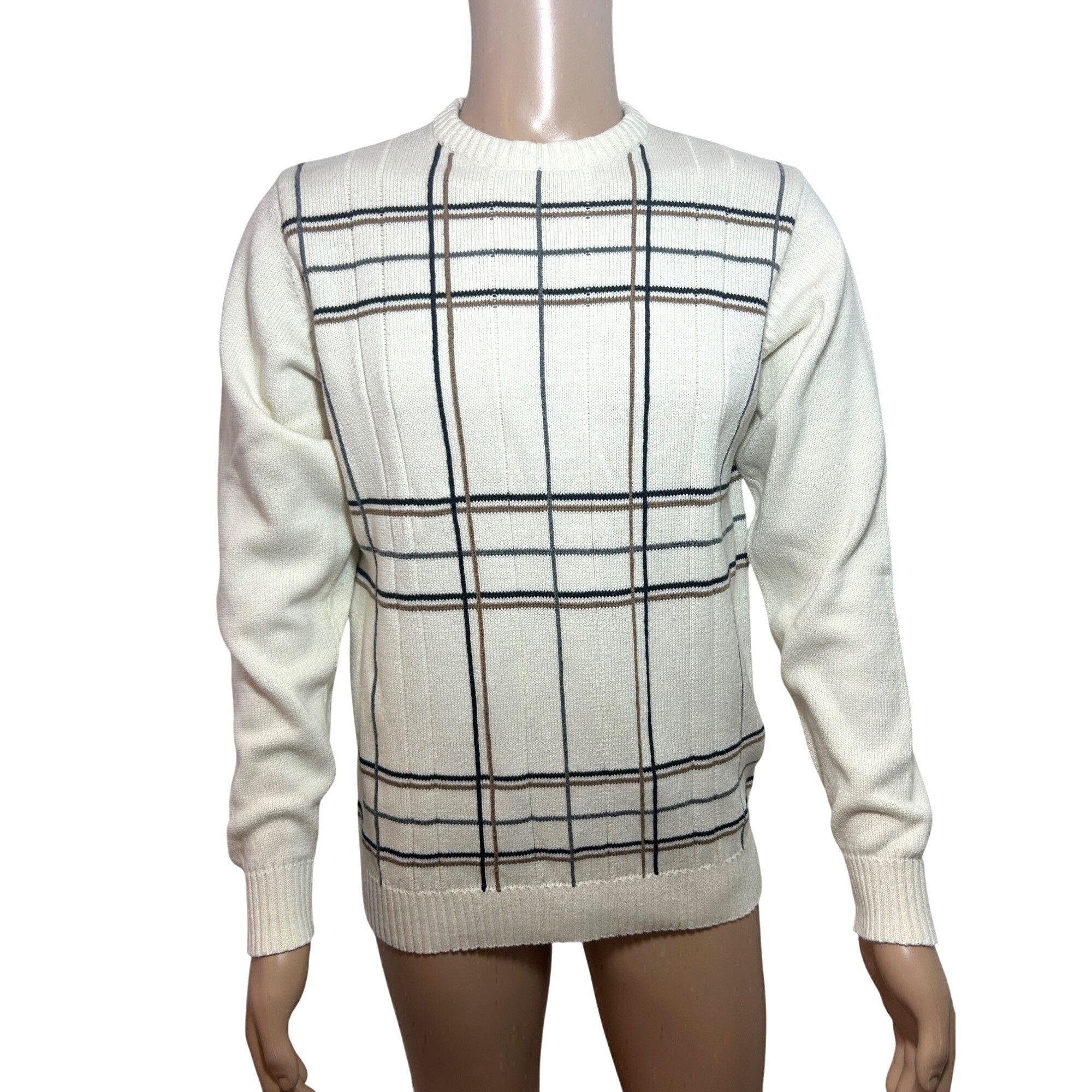 Oscar De La Renta Oscar De La Renta Men’s Sweater Pullover Vtg M Cream Geometr Size US M / EU 48-50 / 2 - 1 Thumbnail
