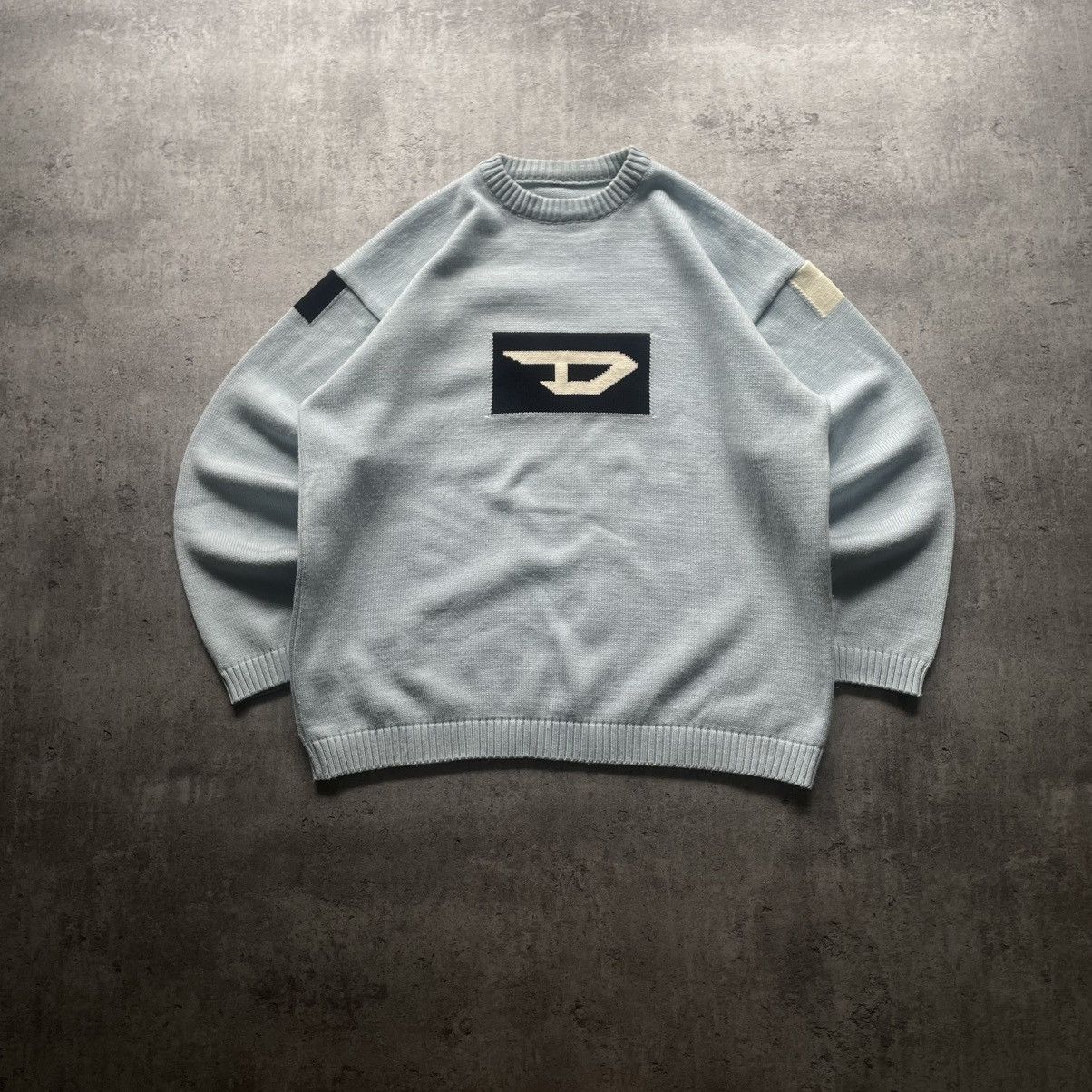 Vintage 90s Diesel Big Box Logo Knit Sweatr