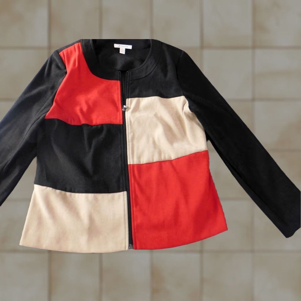 JM Collection JM Collection Womens Jacket 12 Red Full Zip Casual Stretch Jacket Women Long Sleeve Solid Red Embroidered Peanuts Fall Spring Regular Size 12 Mens? Size XL / US 12-14 / IT 48-50 - 1 Thumbnail