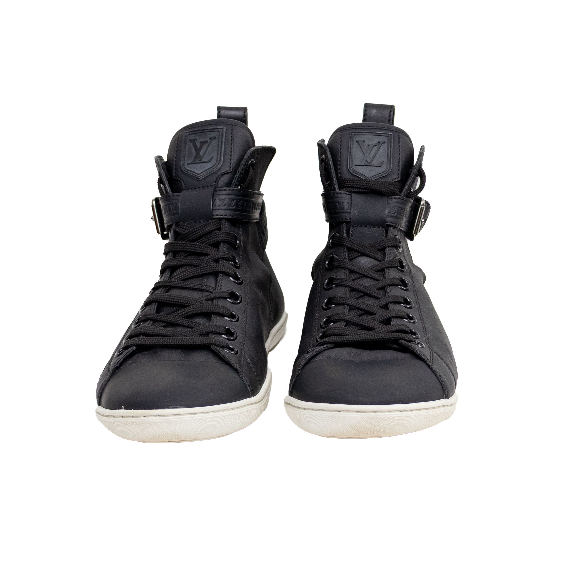 Louis Vuitton Louis Vuitton Falcon High Top Sneakers Black Leather Trainer Size US 9 / EU 42 - 4 Thumbnail