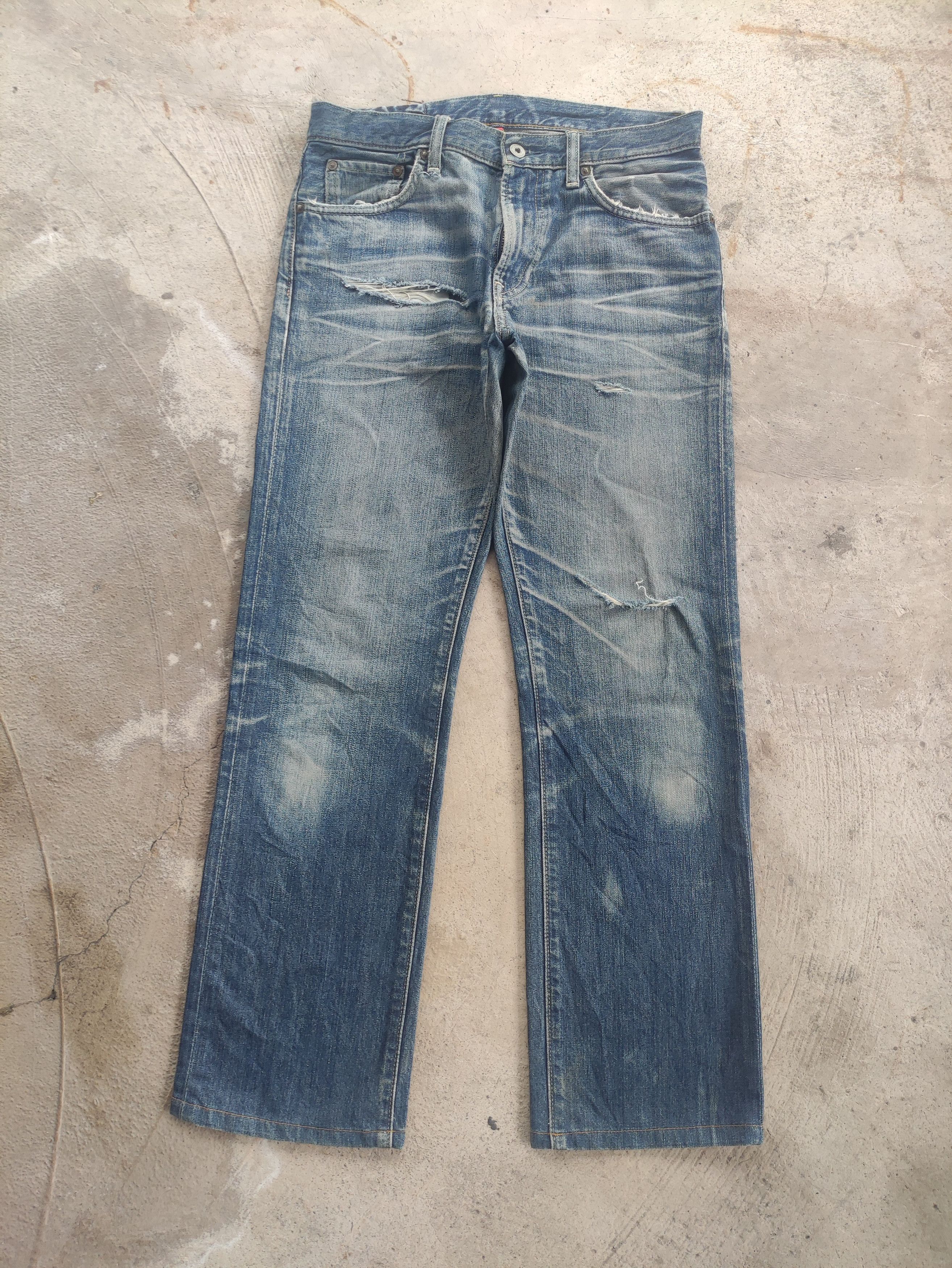 Vintage Japanese Distressed Denim Faded Jean