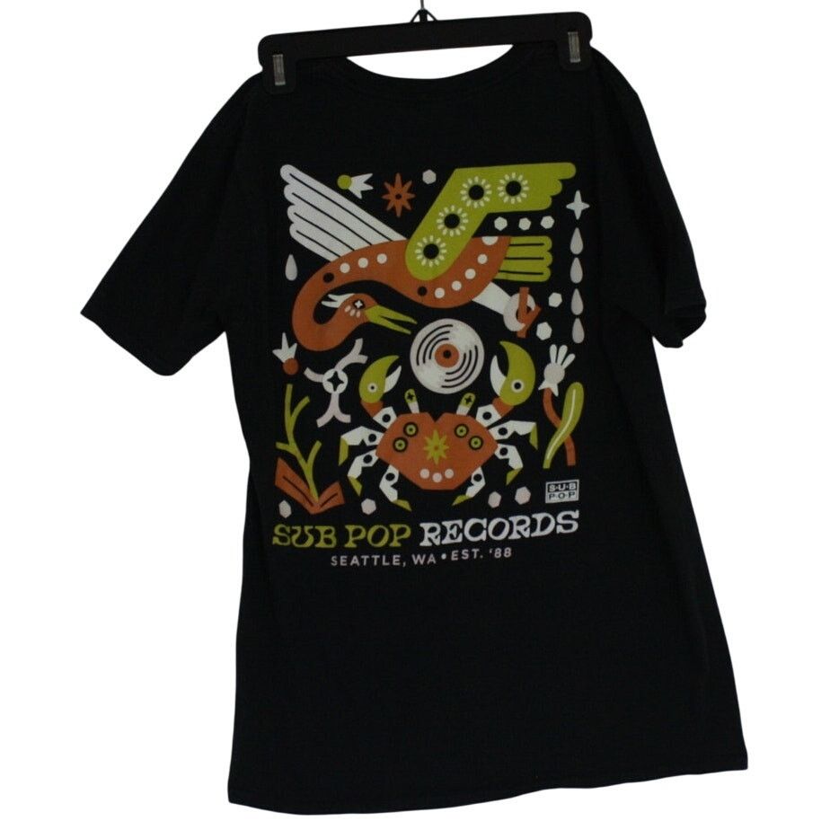 Gildan Sub Pop Records Aztec Crab Print Double Sided T-Shirt Small Size US S / EU 44-46 / 1 - 1 Thumbnail