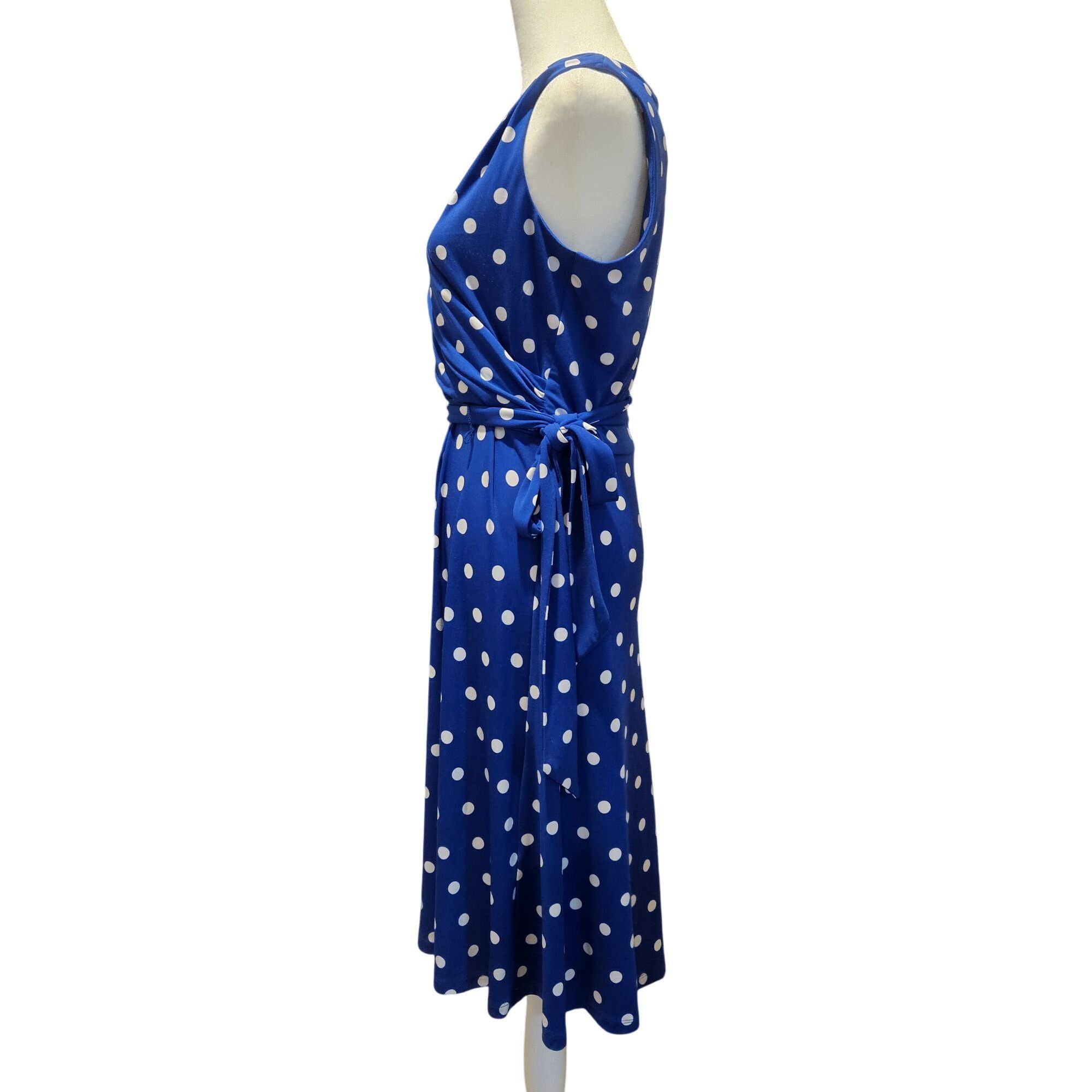 Other Jessica Howard Blue 8P Midi Dress Polka Dot Retro Chic Cotta Size M / US 6-8 / IT 42-44 - 5 Thumbnail