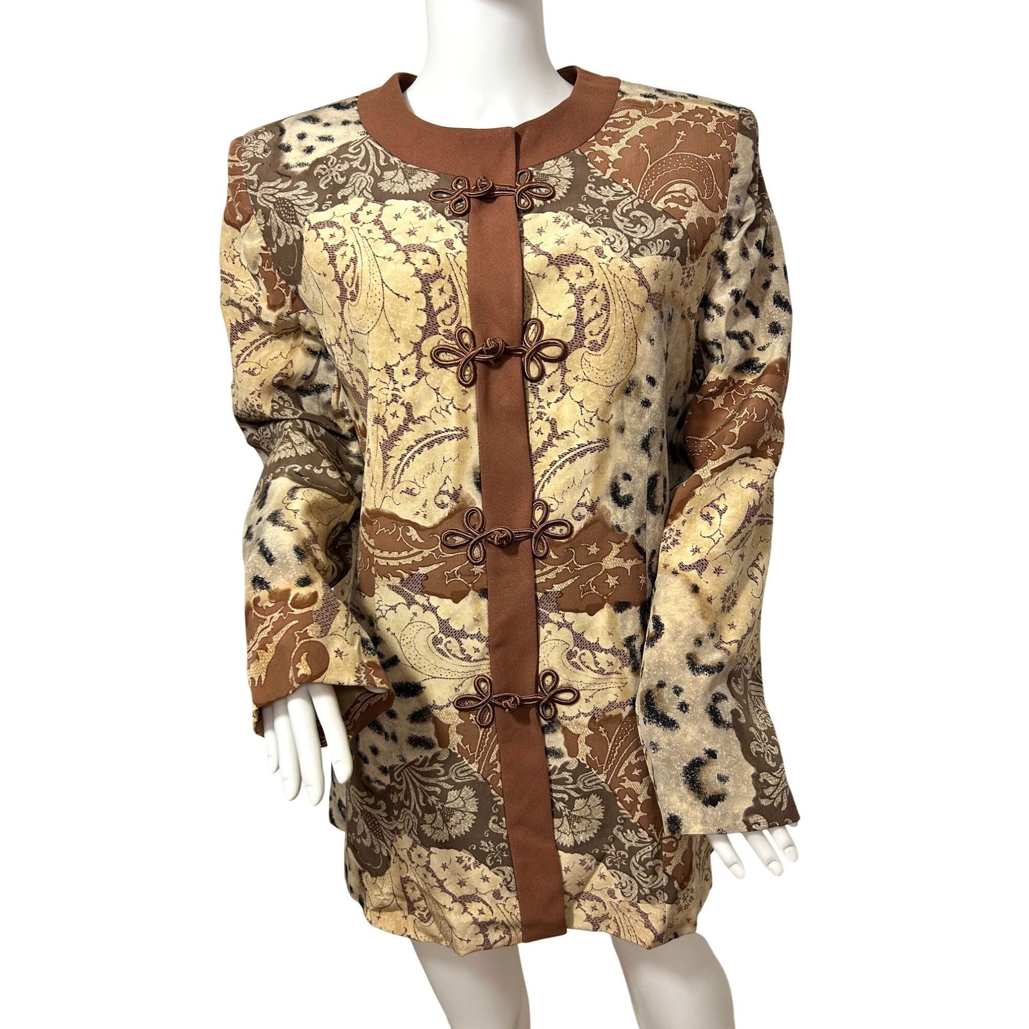 Other Saks Jandel Vtg Blazer 14 Silk Asian Style Animal Print Neut Size L / US 10 / IT 46 - 1 Thumbnail