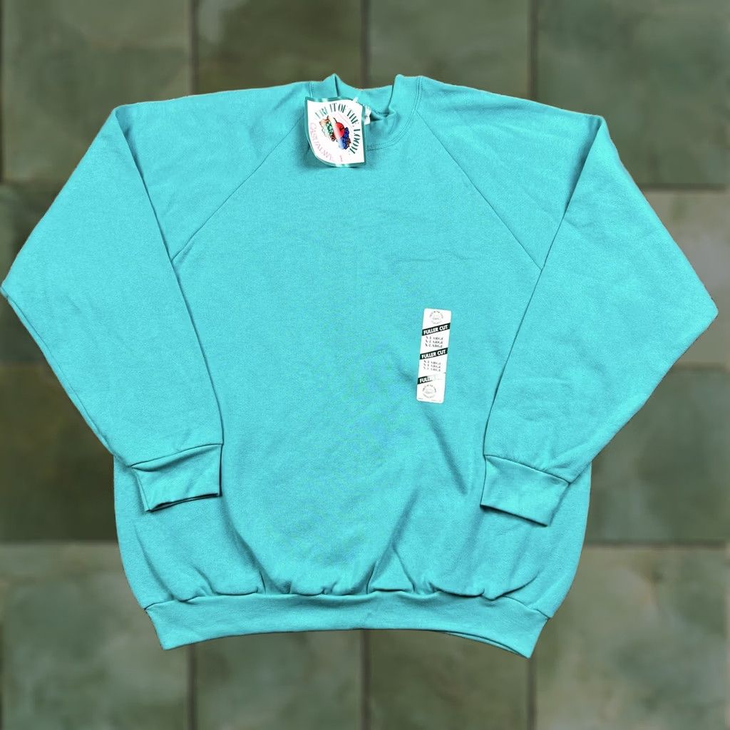 Fruit Of The Loom VINTAGE Fruit of the Loom Raglan Mockneck Sweatshirt Womens XL Teal Size XL / US 12-14 / IT 48-50 - 1 Thumbnail