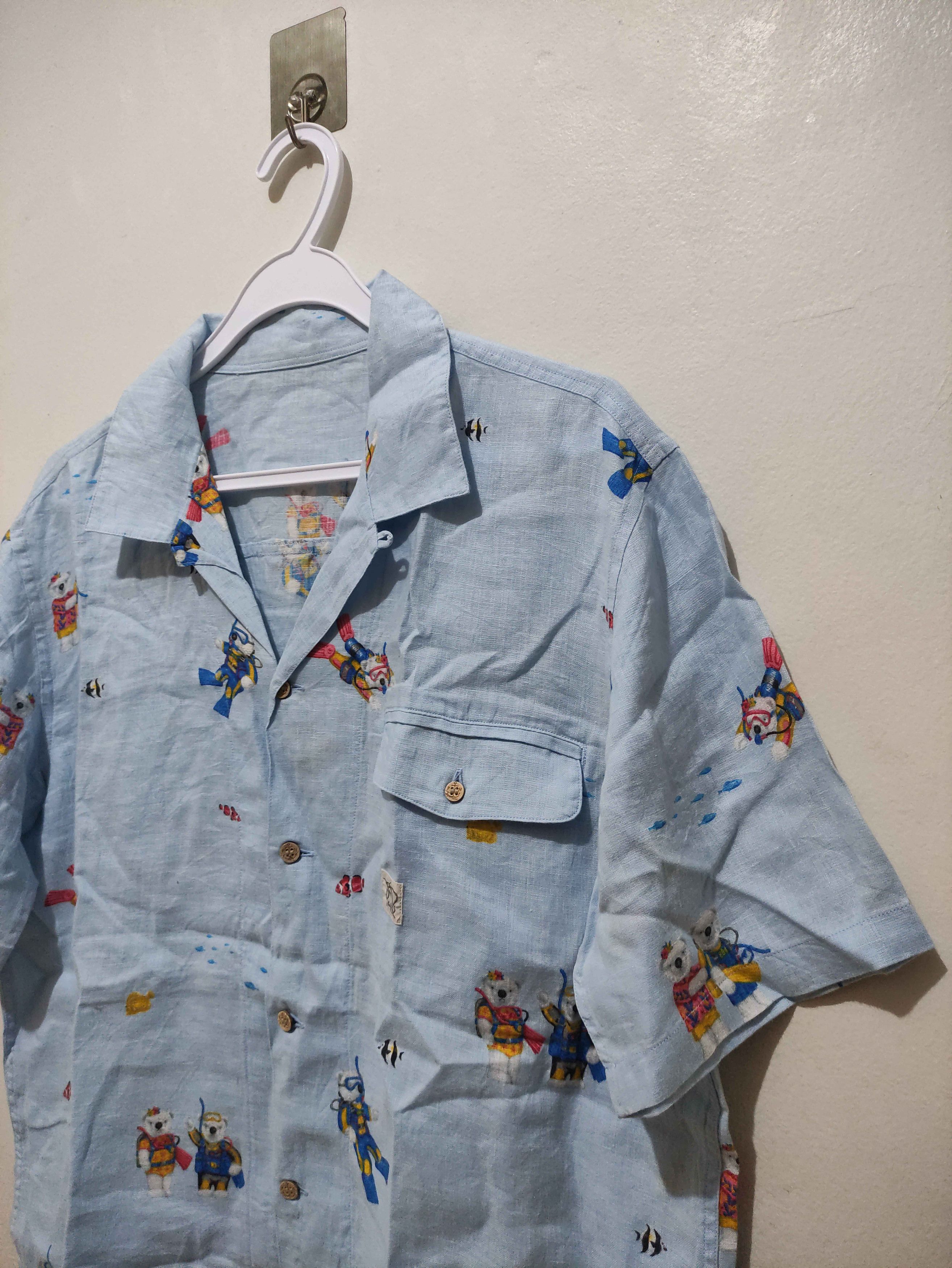 Japanese Brand Papas Diving Bear Print Open Collar Short Sleeve Shirt Size US M / EU 48-50 / 2 - 10 Thumbnail