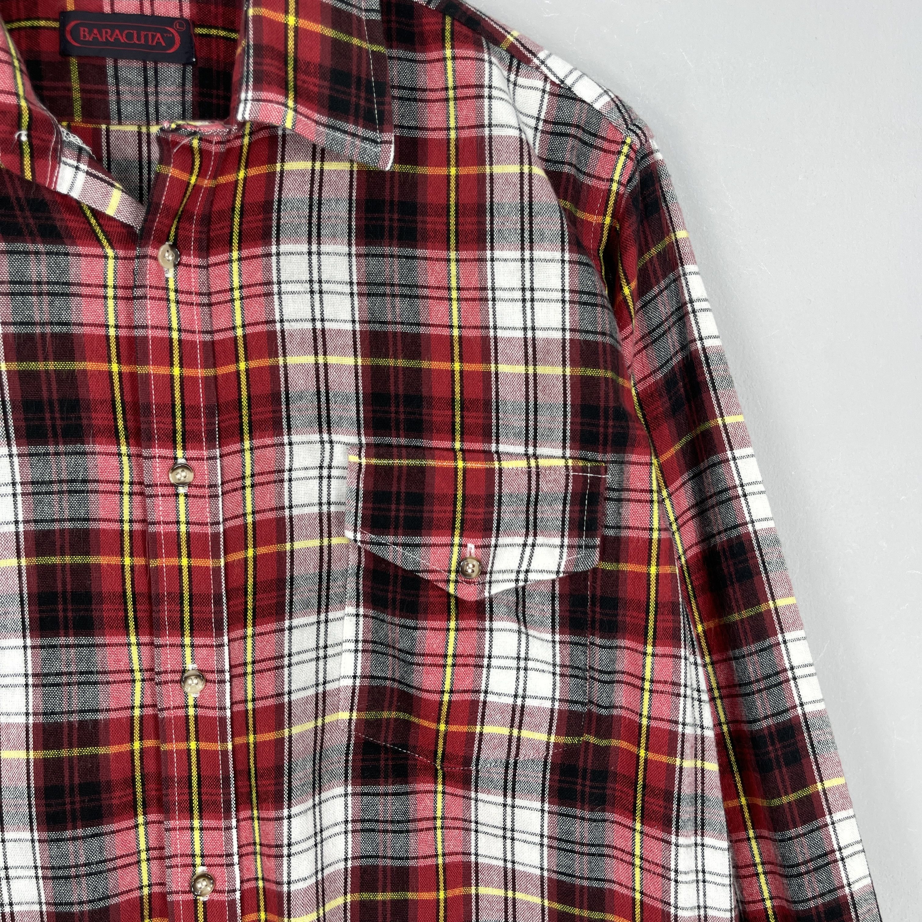 Baracuta Vintage 90's BARACUTA Plaid Checkered Red Tartan Flannel Size US L / EU 52-54 / 3 - 3 Thumbnail