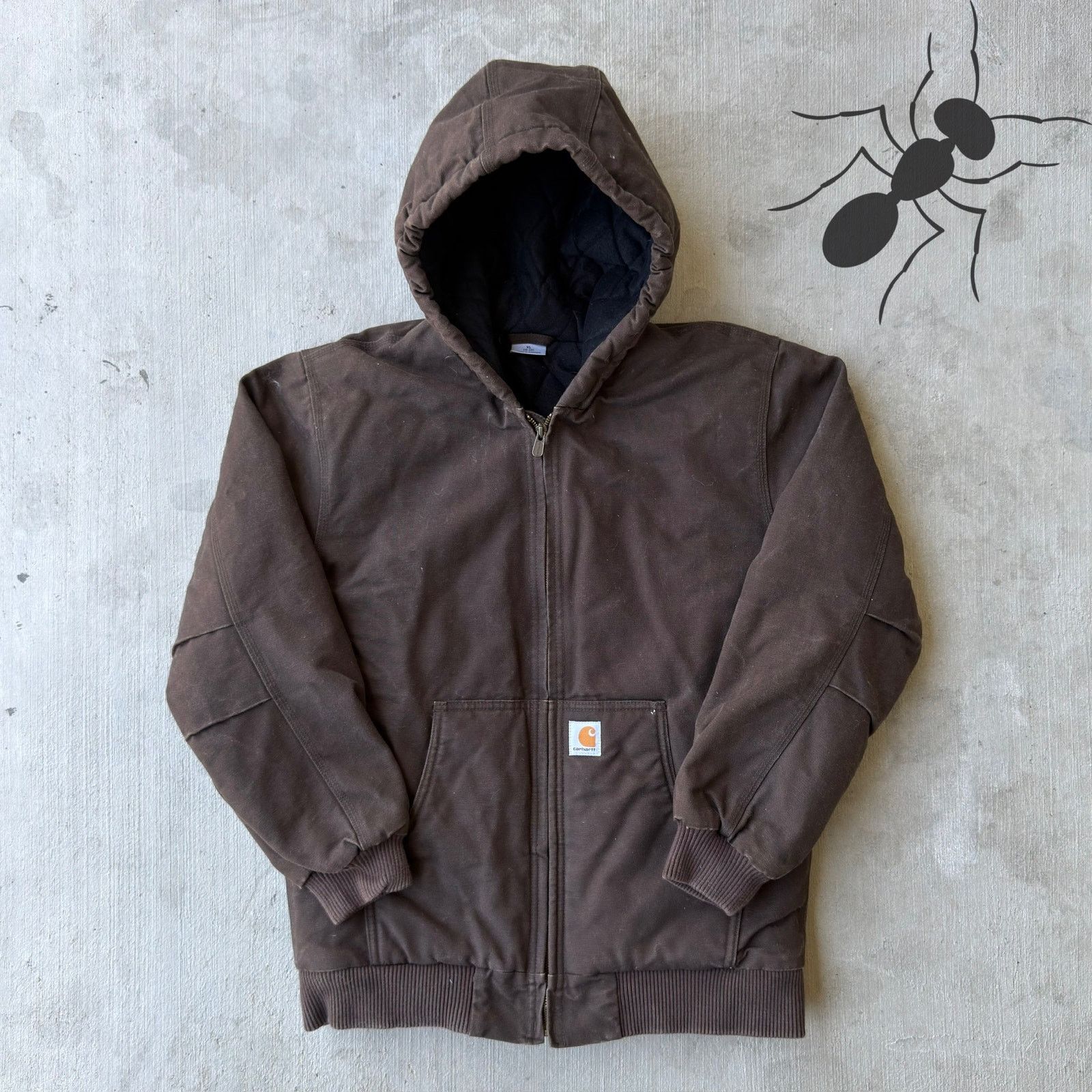 Carhartt × Vintage Carhartt YOUTH brown hooded work wear jacket Size US XS / EU 42 / 0 - 1 Thumbnail