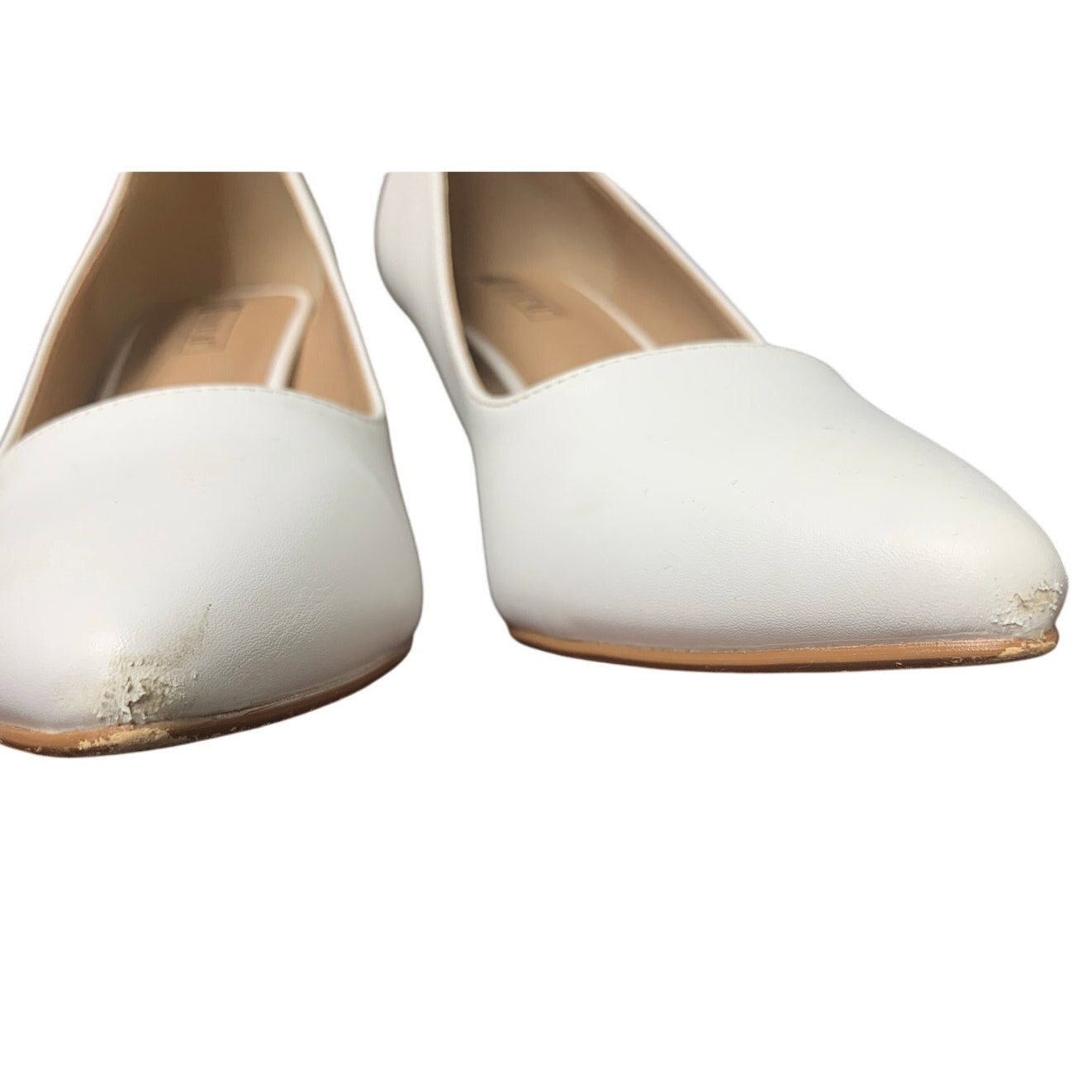Other Idifu Women's Size 7.5 White Faux Leather Slide-On Heels Size US 7.5 / IT 37.5 - 8 Thumbnail