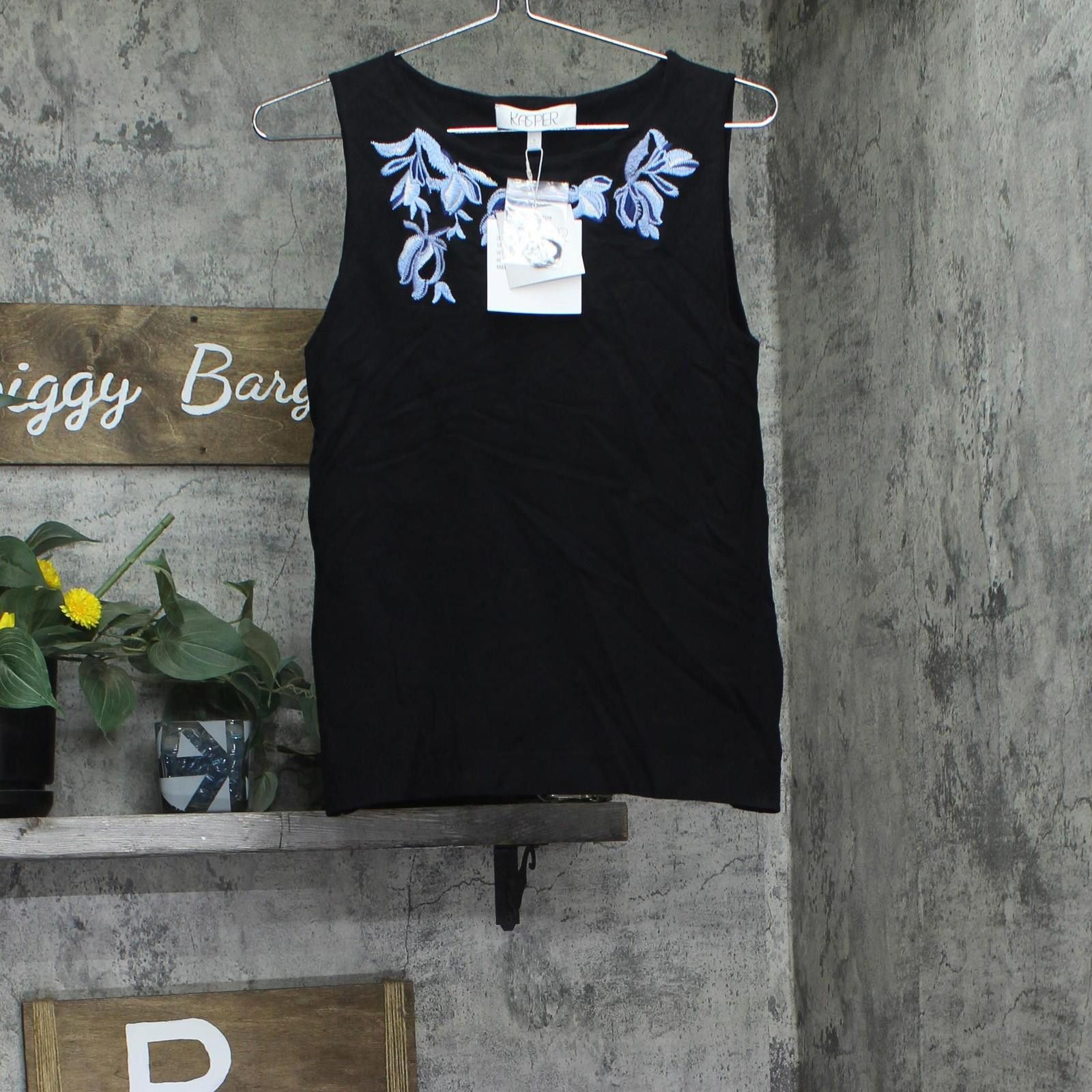 Other Kasper Sleeveless Embroidered Blouse Shirt 10924833 Black S Size S / US 4 / IT 40 - 1 Thumbnail
