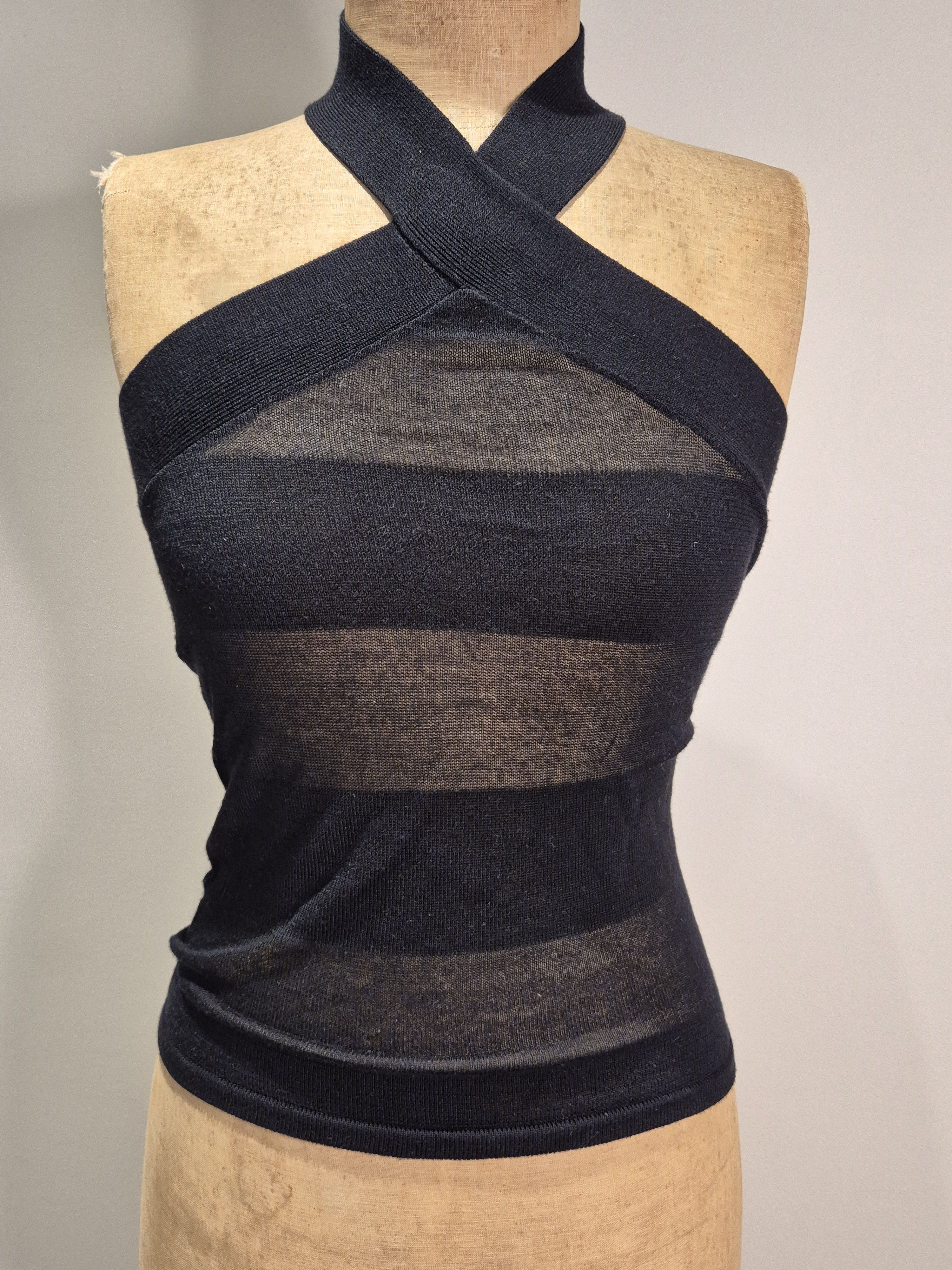 Tiger of Sweden Tiger of Sweden black striped halter neck, knitted top Size XS / US 0-2 / IT 36-38 - 1 Thumbnail