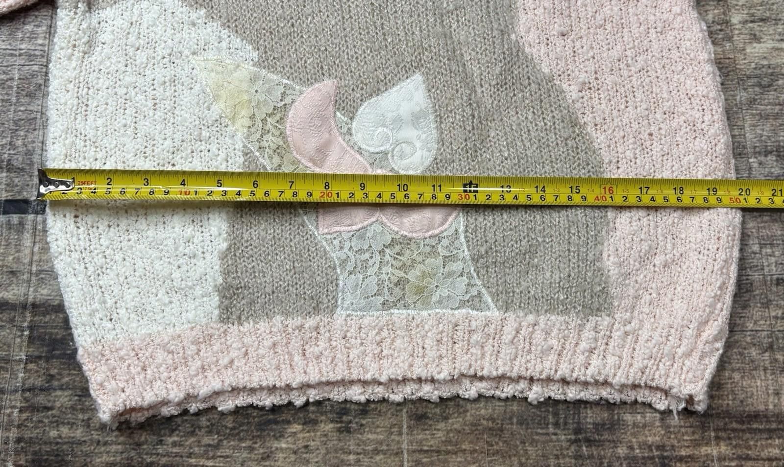 Other Beldoch Popper Sweater Womens L Knit Lace Grannycore Pink Size L / US 10 / IT 46 - 11 Thumbnail