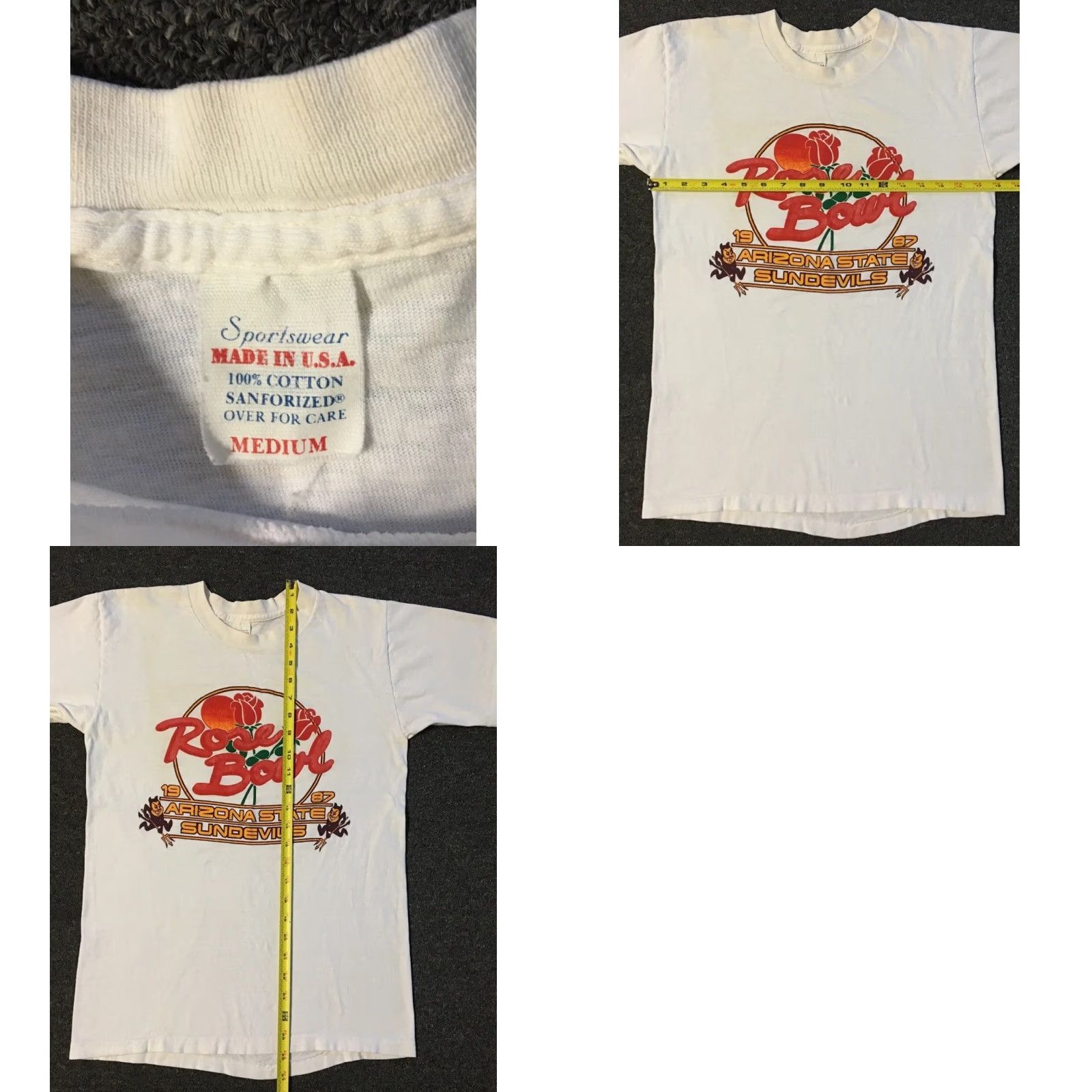 Vintage VINTAGE ASU Rose Bowl Shirt Men S White 80s Distressed Single Stitch Football Track Grunge University Sun Devils Size US S / EU 44-46 / 1 - 9 Thumbnail