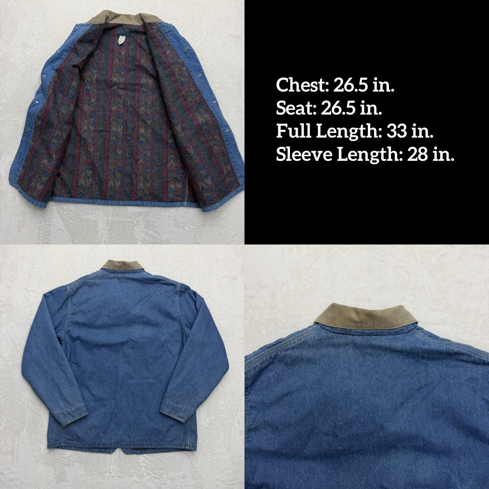 Vintage VINTAGE OshKosh B'gosh Jacket Men XL Denim Aztec Lined Snap Front Workwear Chore Jacket Size US XL / EU 56 / 4 - 8 Thumbnail
