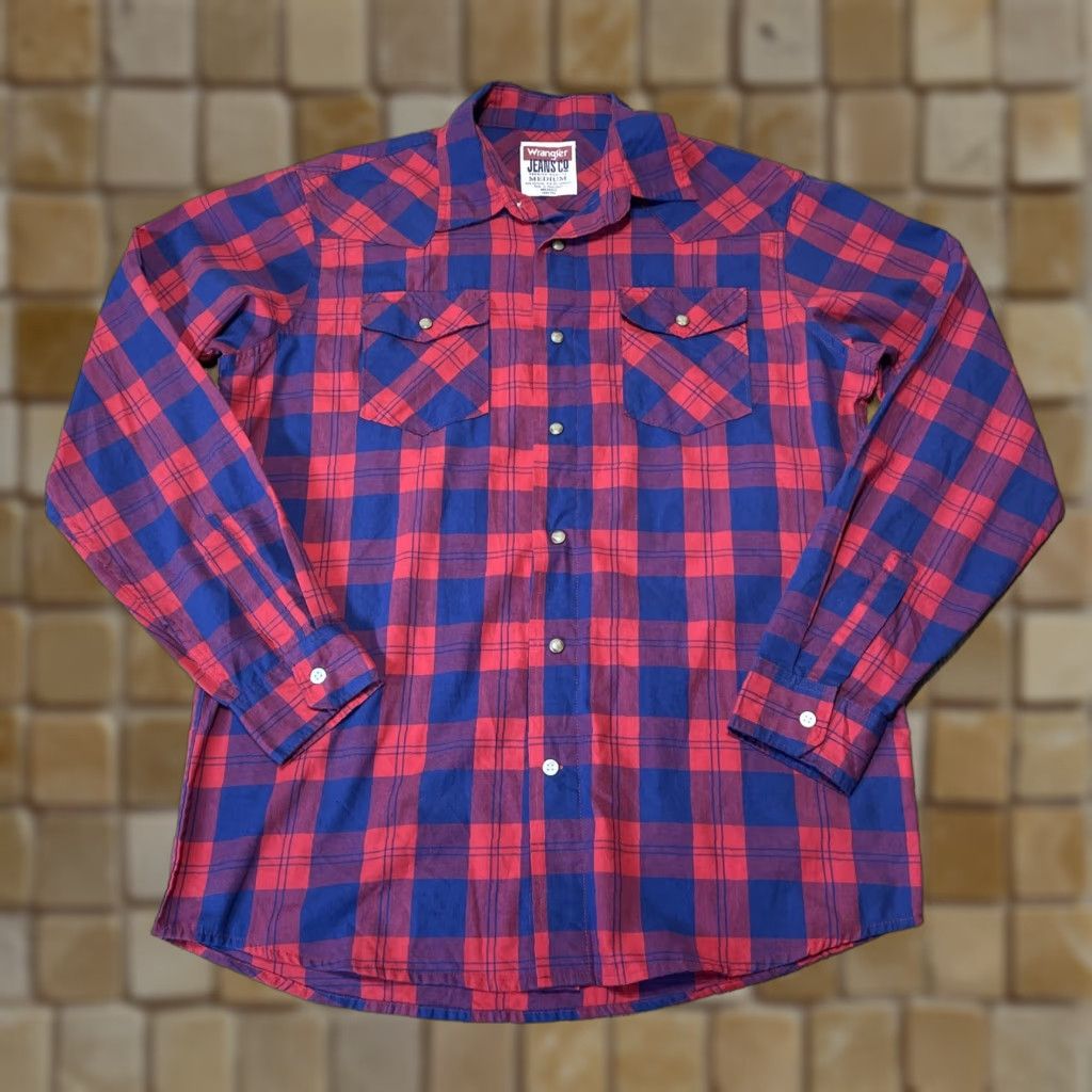 Wrangler VINTAGE Wrangler Red Plaid Button-Up Shirt Mens Medium Long Sleeve Pearl Snap Size US M / EU 48-50 / 2 - 1 Thumbnail