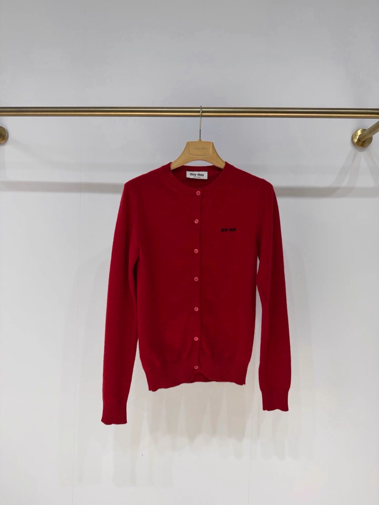 Miu Miu MIU MIU Red Letter Cashmere Cardigan - New w/ Tags - Size 36 Size XS / US 0-2 / IT 36-38 - 1 Thumbnail