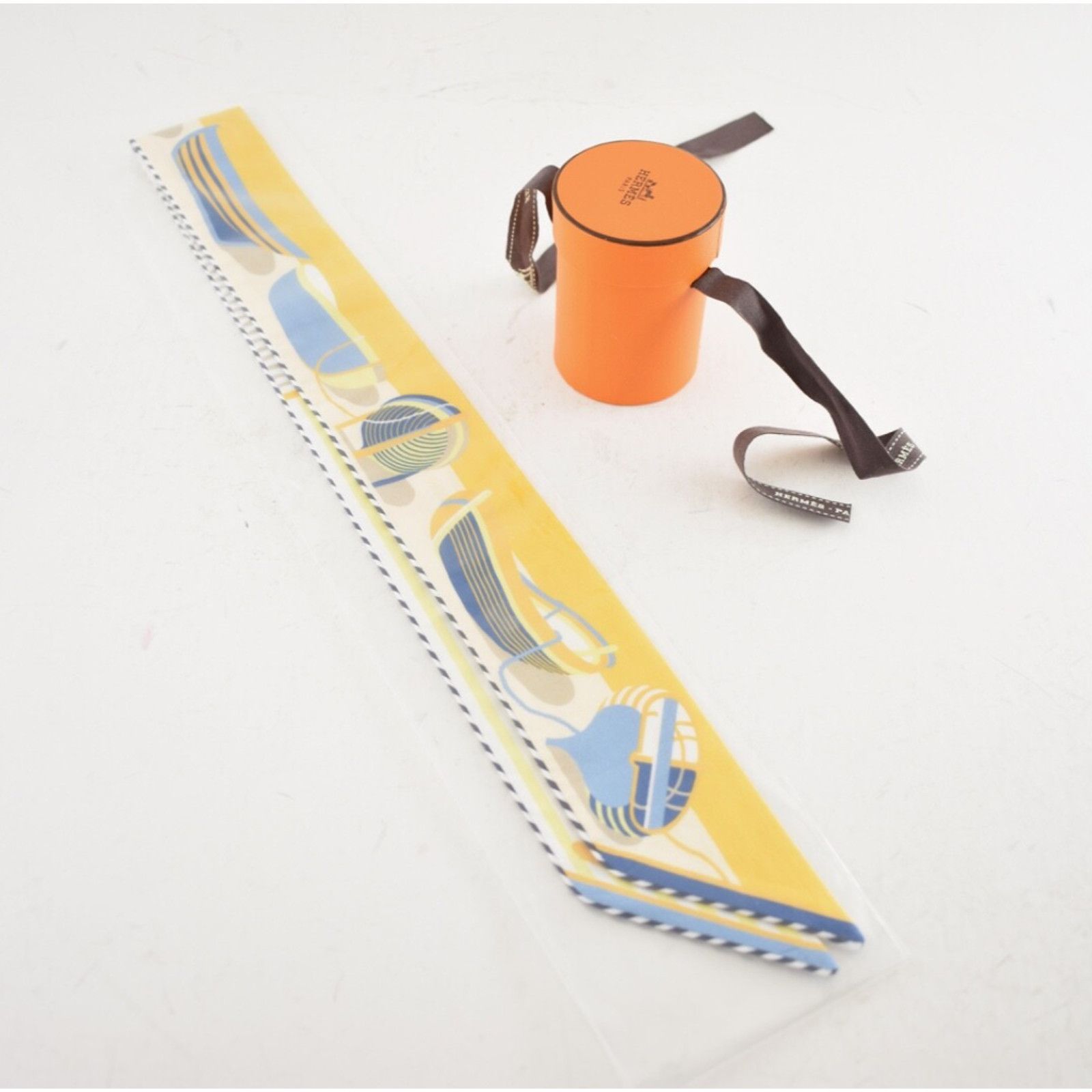 Hermes Hermes Scarf Twilly Thalassa 100% Cotton Bouton D'or Bag Tie Size ONE SIZE - 3 Thumbnail