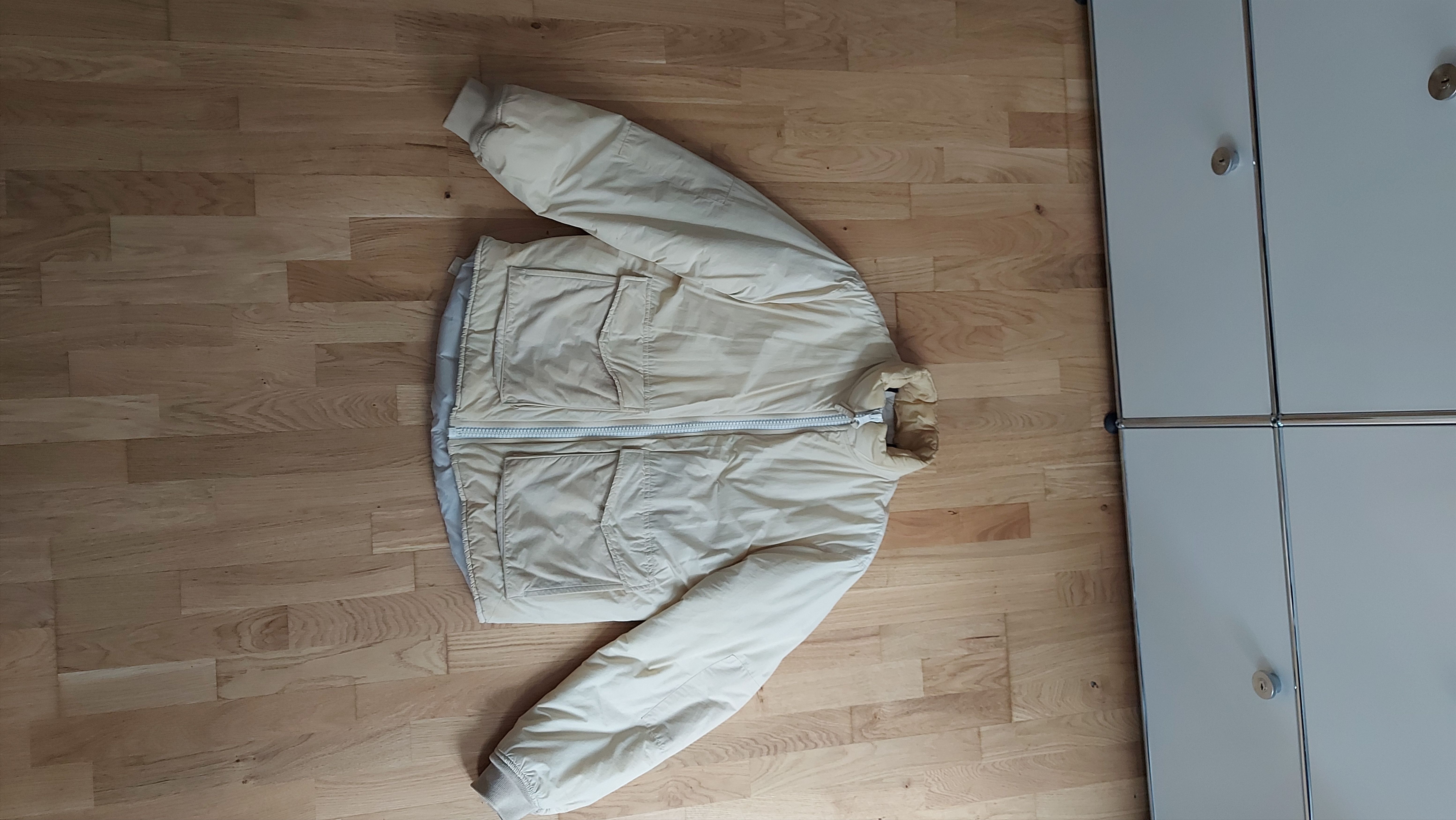 image of Our Legacy Nicotine Tech Puffed Funnel Jacket in Beige, Men's (Size Medium)