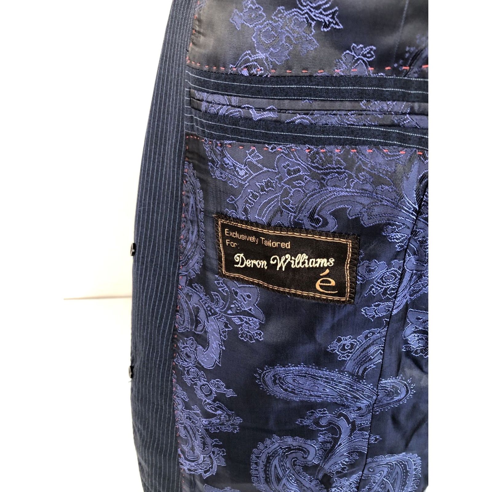 NBA Elevee Deron Williams NBA Pinstripe Blazer Jacket 40L Mens Blue Gray XL? hmm Size 40R - 6 Thumbnail