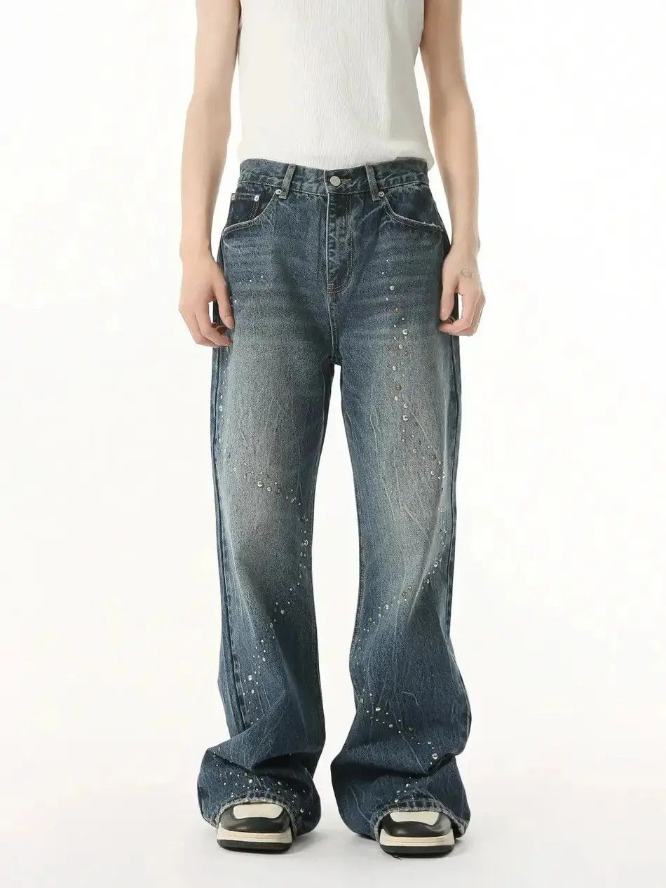 Japanese Brand Retro loose fringed wide leg jeans Size US 32 / EU 48 - 6 Thumbnail