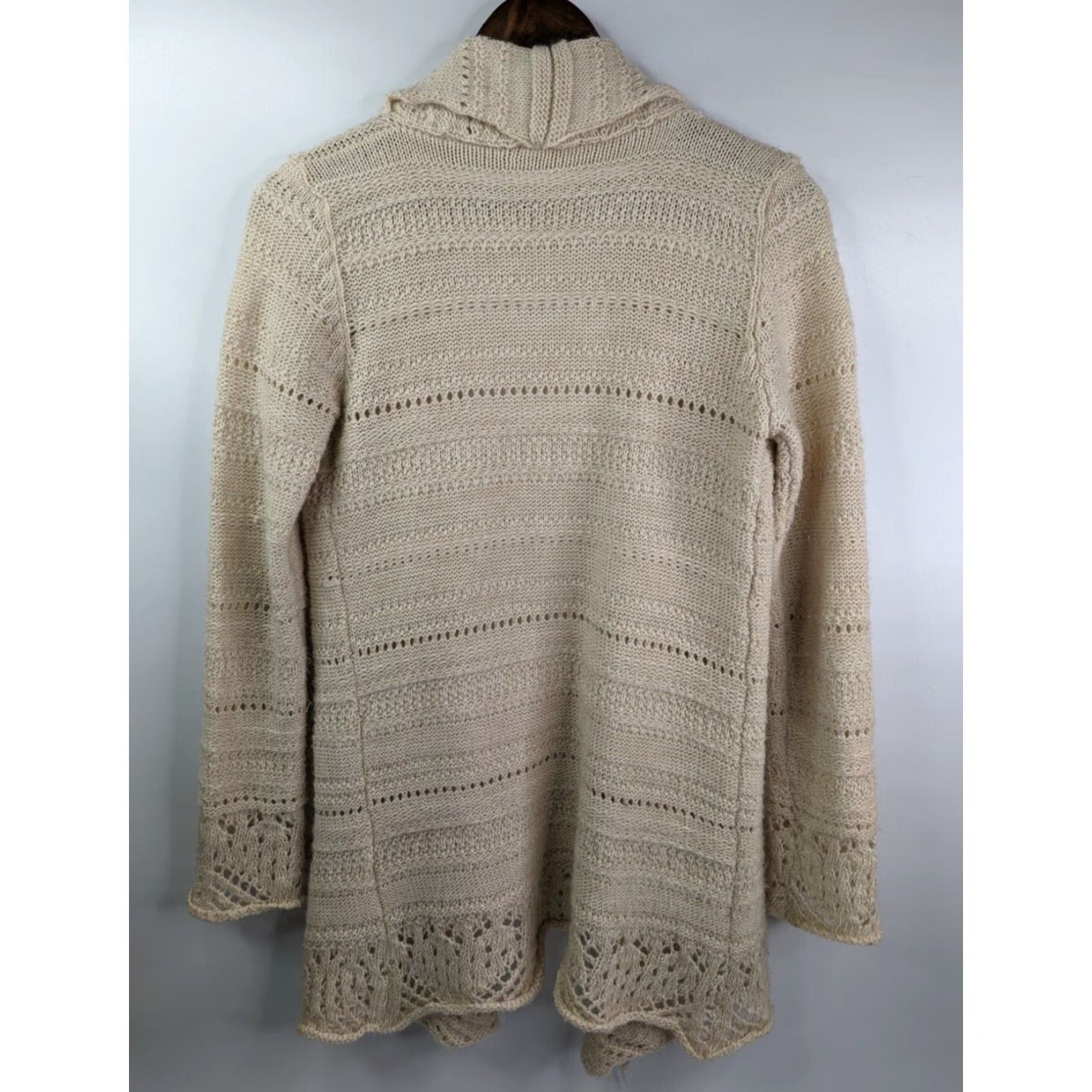 Brandy Melville Brandy Melville Cardigan Open-Knit Wool Blend Dolman Sleeve Cream White Agnete One Size Womens Size ONE SIZE - 5 Thumbnail