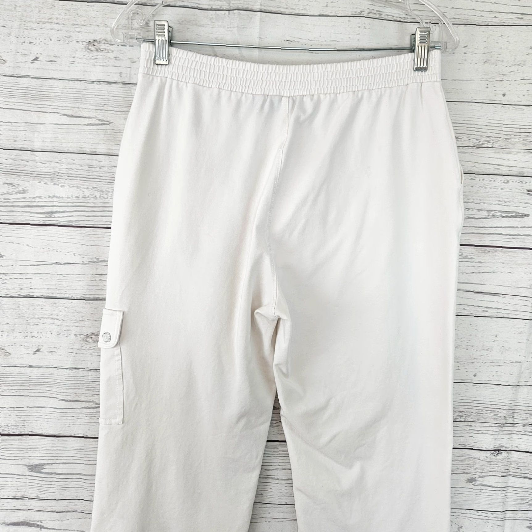 Vintage Susan Graver Weekend Womens Cropped Pants Sz S Tall White Pull On Size 28" / US 6 / IT 42 - 4 Thumbnail