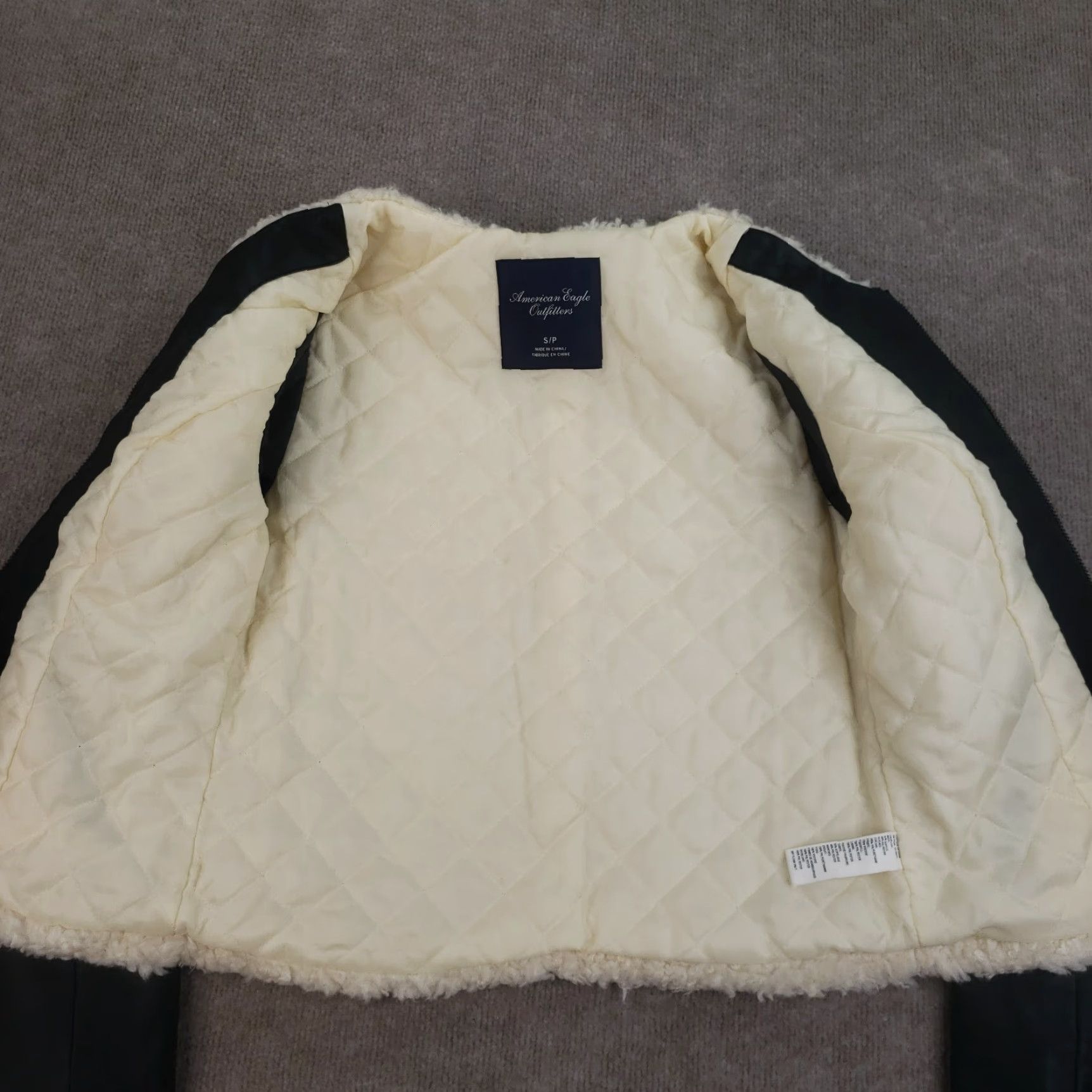 American Eagle Outfitters American Eagle Womens Small Ivory Black Fleece Jacket Full Zip Pockets Long Sleeve Casual Fall Winter Size S / US 4 / IT 40 - 6 Thumbnail