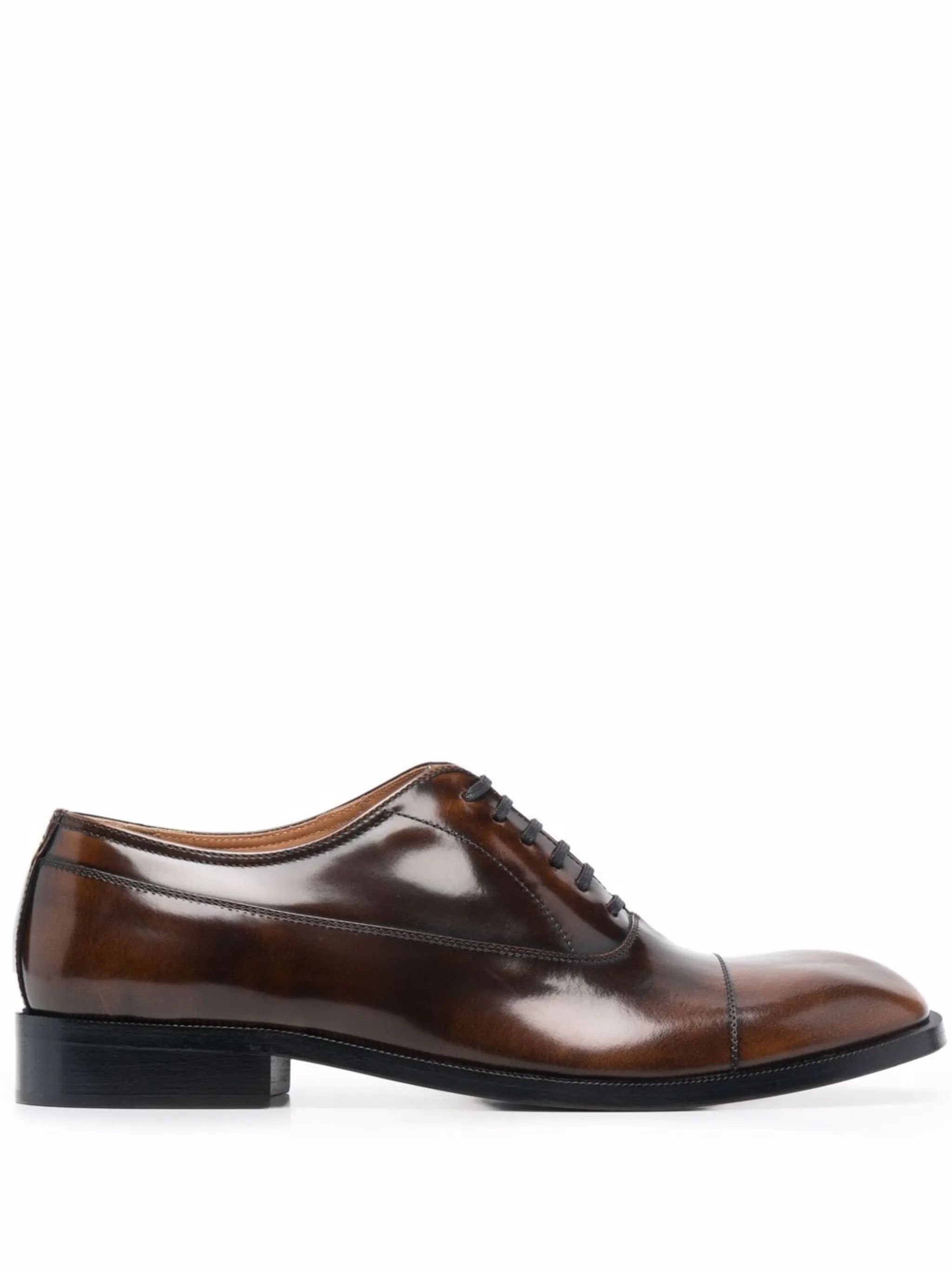 Maison Margiela o1w1db10425 Waxed Leather Oxford Shoes in Burgundy/Black Wax Size US 11 / EU 44 - 1 Thumbnail
