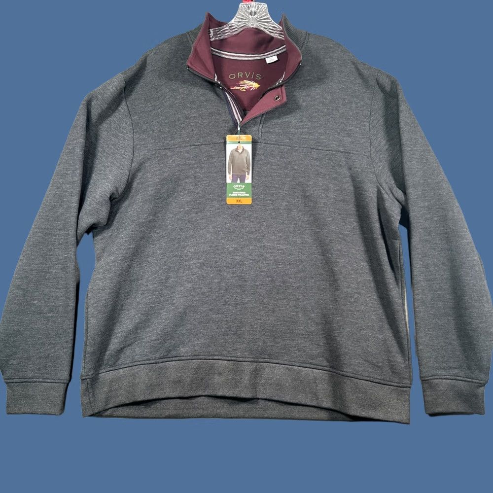 Orvis Orvis Sweatshirt Mens XXL Dark Charcoal Fleece 1/4 Zip Snap Sweater Size US XXL / EU 58 / 5 - 1 Thumbnail