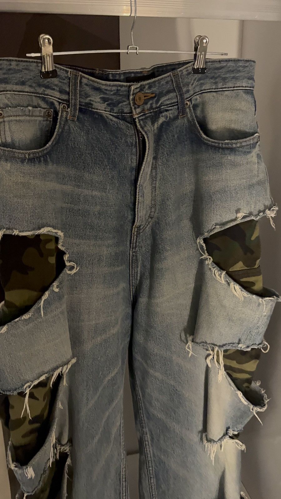 Balenciaga ✅Balenciaga Slashed Layer double distressed jeans blue/camo Size US 30 / EU 46 - 3 Thumbnail