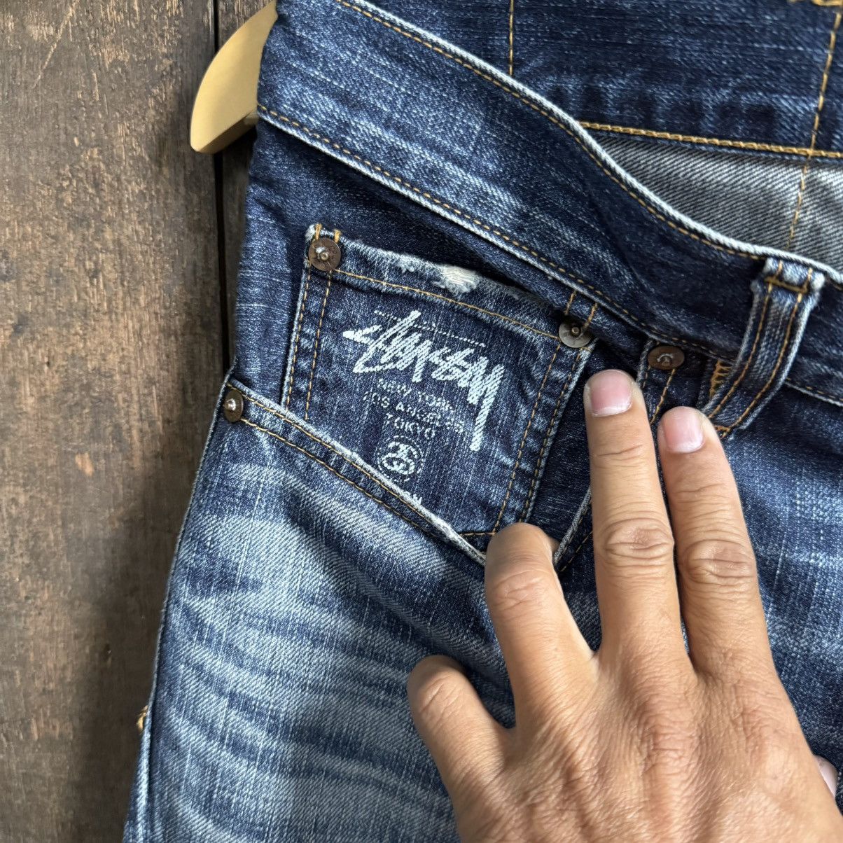 Levi's × Stussy Vintage Levis X Stussy Denim LotSS505 Size US 35 - 4 Thumbnail