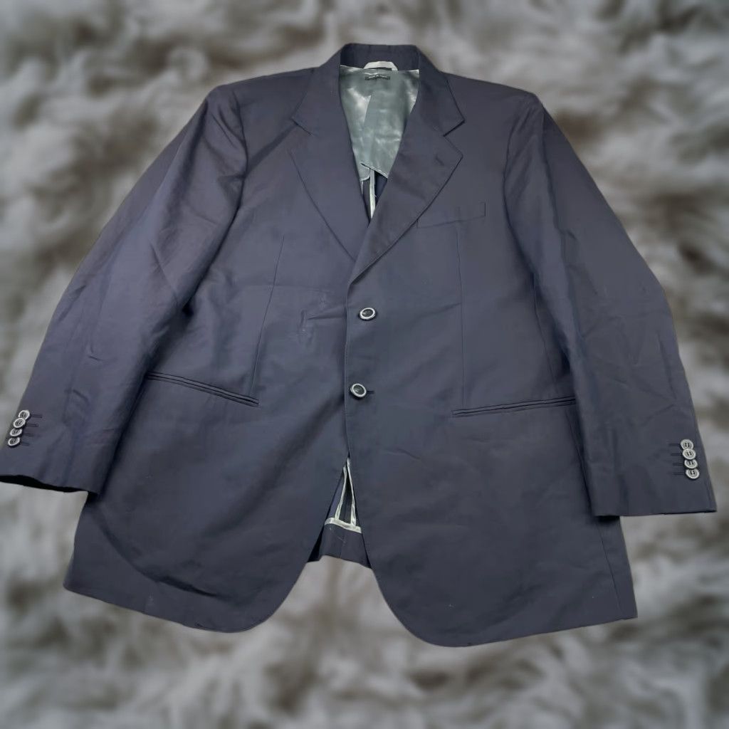 Giorgio Armani Giorgio Armani Black Label Blazer Navy Slim Fit 2-Button Cotton/Silk 46R Regular Men Ventless Italy Notch Buttoned 46 US Size 46R - 1 Thumbnail