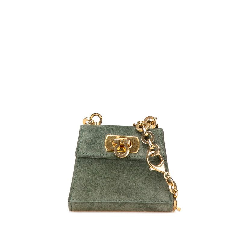Salvatore Ferragamo Salvatore Ferragamo Suede Gancini Shoulder Bag Suede Shoulder Bag in Green, Women's