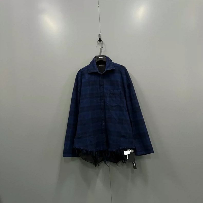 Balenciaga Balenciaga Black and Blue Plaid Shirt Size US S / EU 44-46 / 1 - 1 Thumbnail