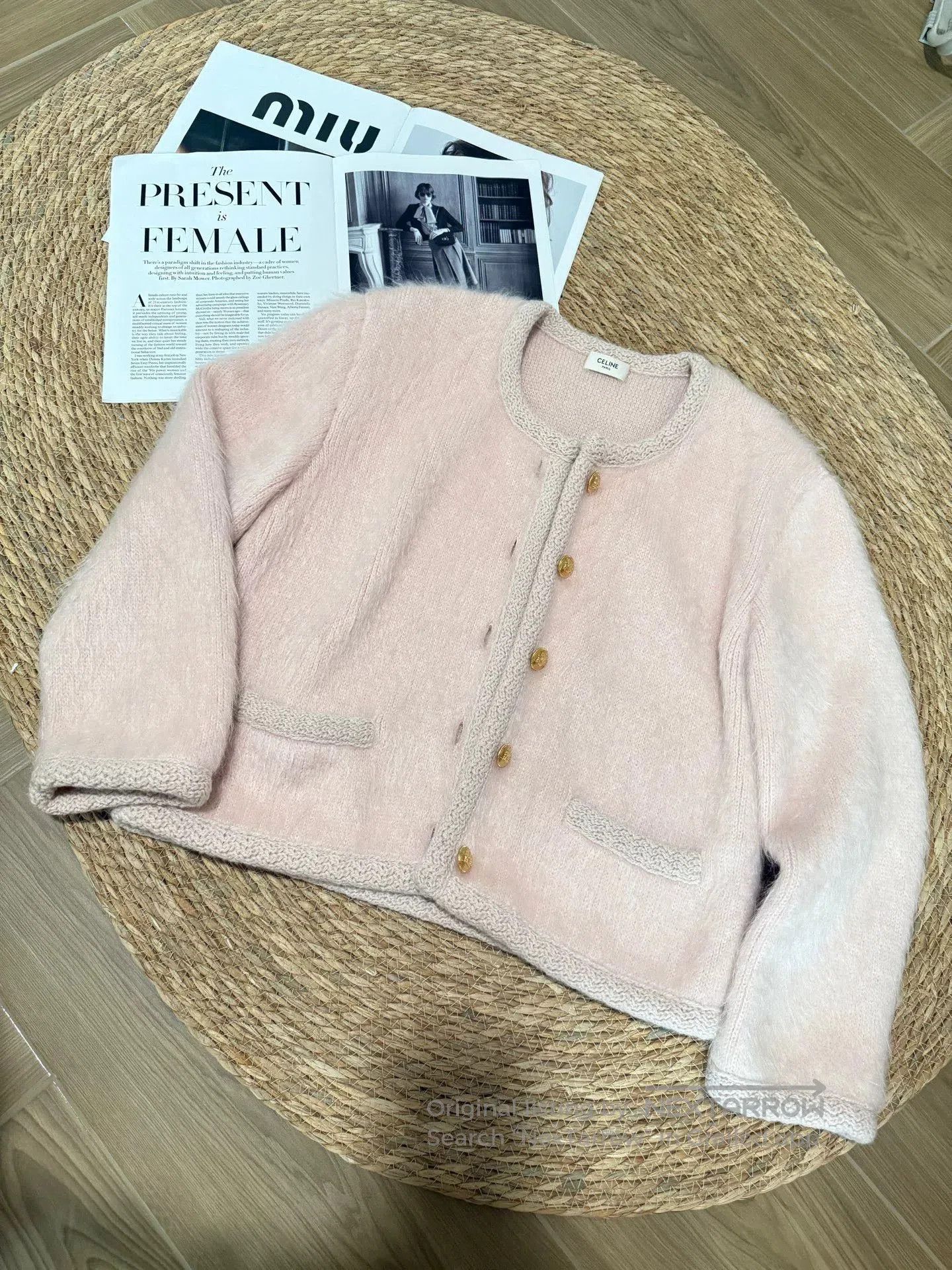 Celine Celine Nude Pink Gold Button Cardigan. Size M / US 6-8 / IT 42-44 - 1 Thumbnail
