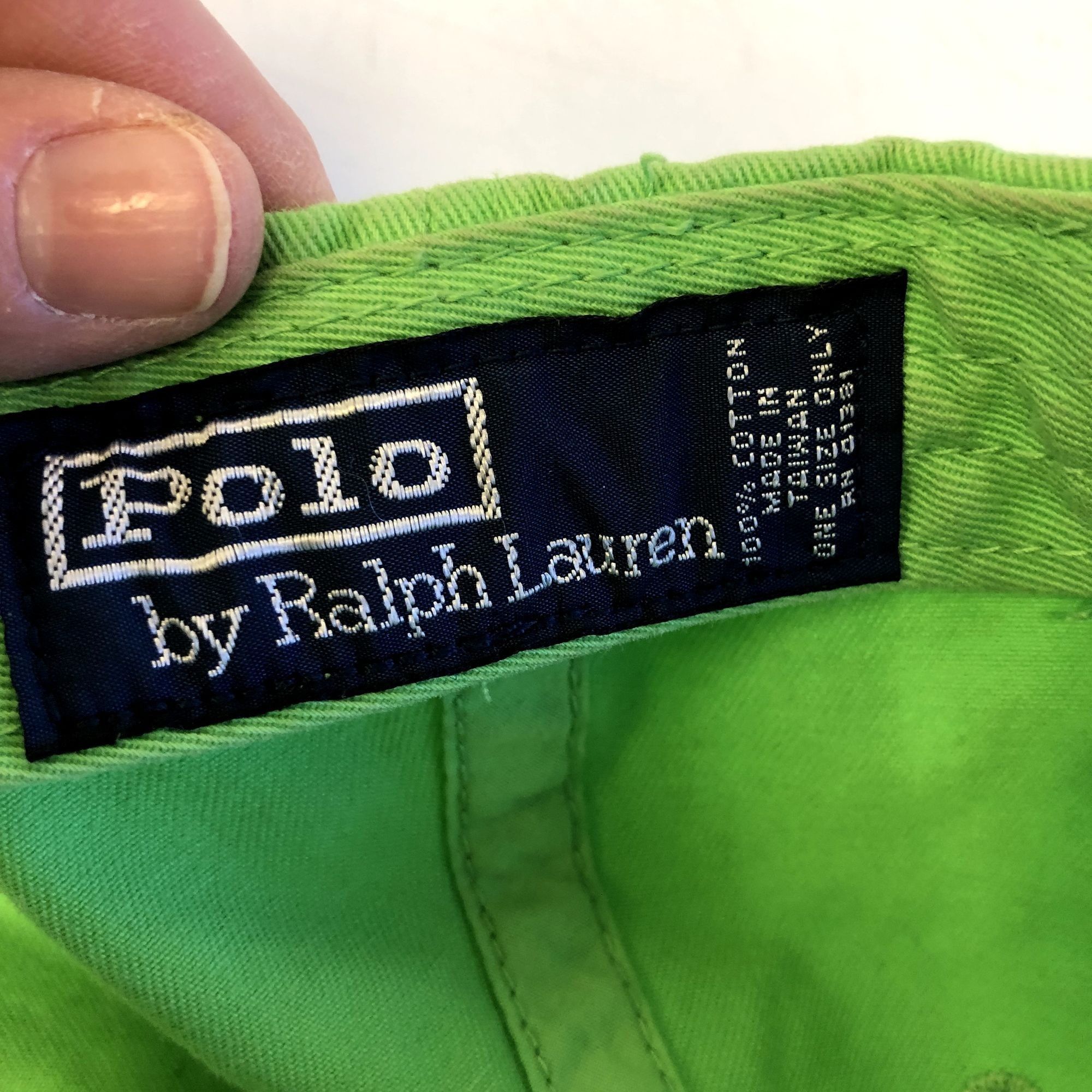 Polo Ralph Lauren Vtg Ralph Lauren Leather Strap LIME Green Baseball Cap Hat Size ONE SIZE - 6 Thumbnail
