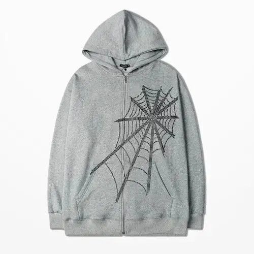 Japanese Brand × Vintage Rhinestone Spider Web Zip Up Hoodie Size US XL / EU 56 / 4 - 3 Thumbnail