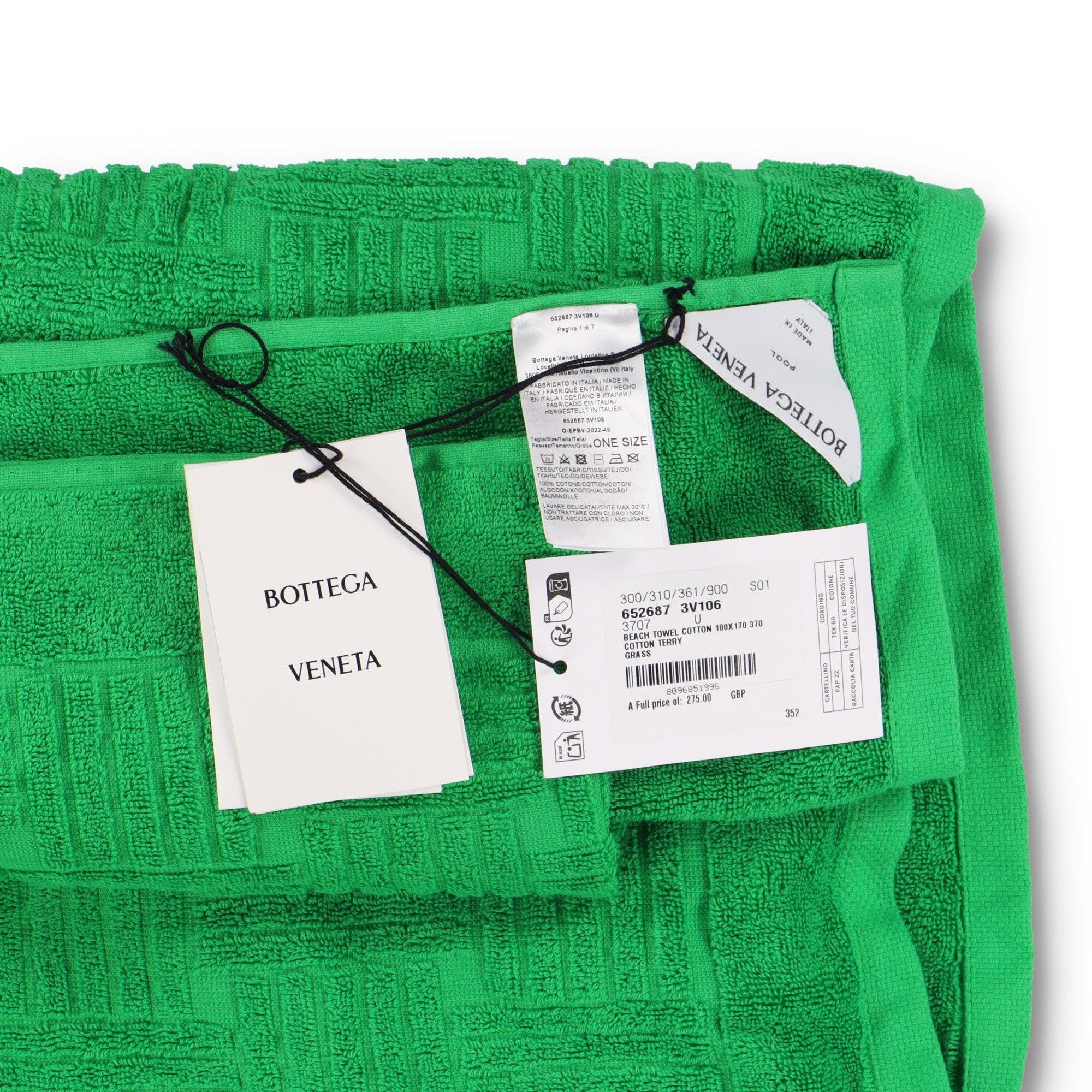 Bottega Veneta Green Intrecciato Cotton-Terry Beach Towel Size ONE SIZE - 5 Thumbnail