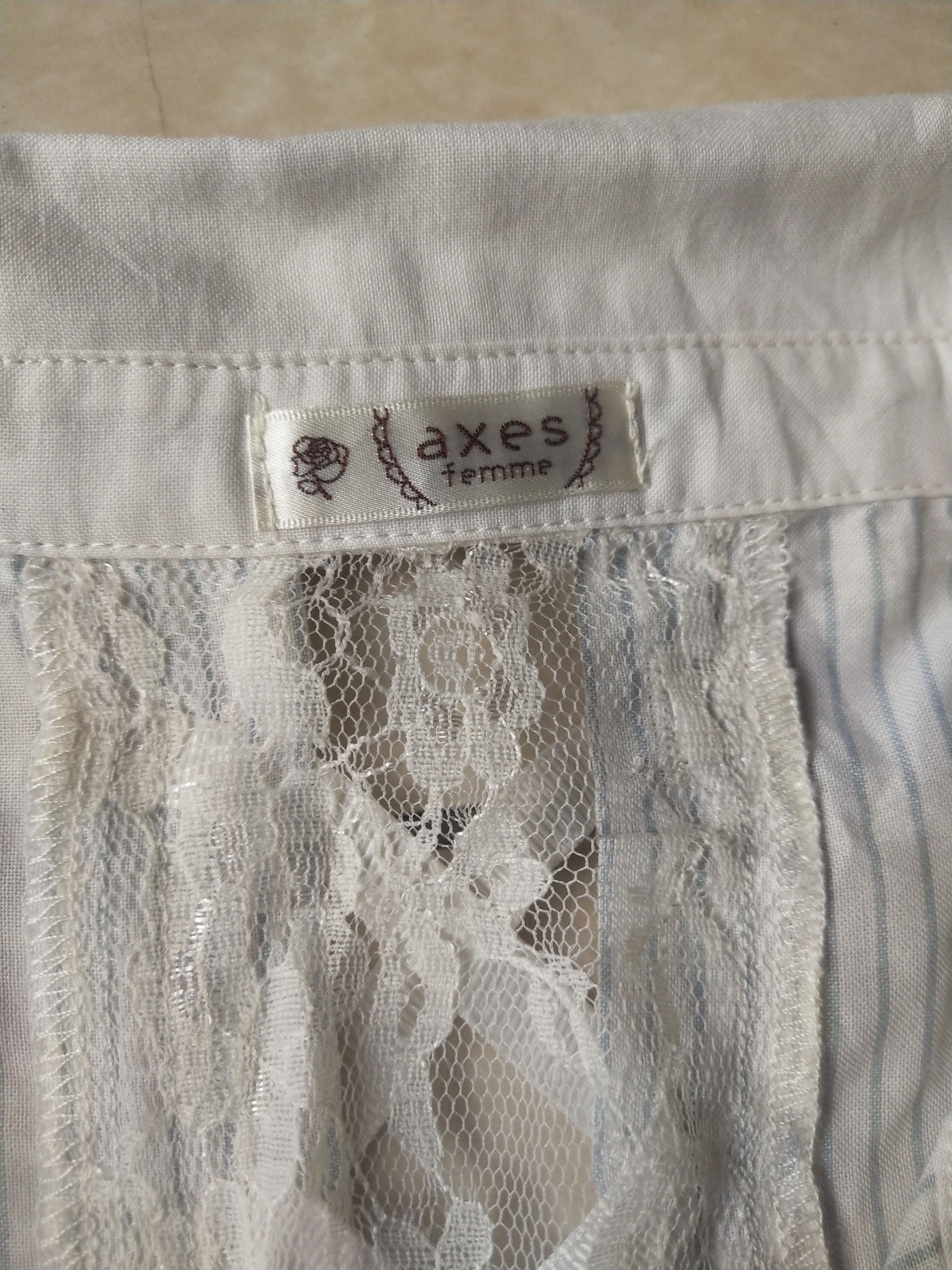Angel Blue Axes Femme Coquette Lace-Up Back Pinstripe Blouse Mori Kei Size M / US 6-8 / IT 42-44 - 8 Thumbnail