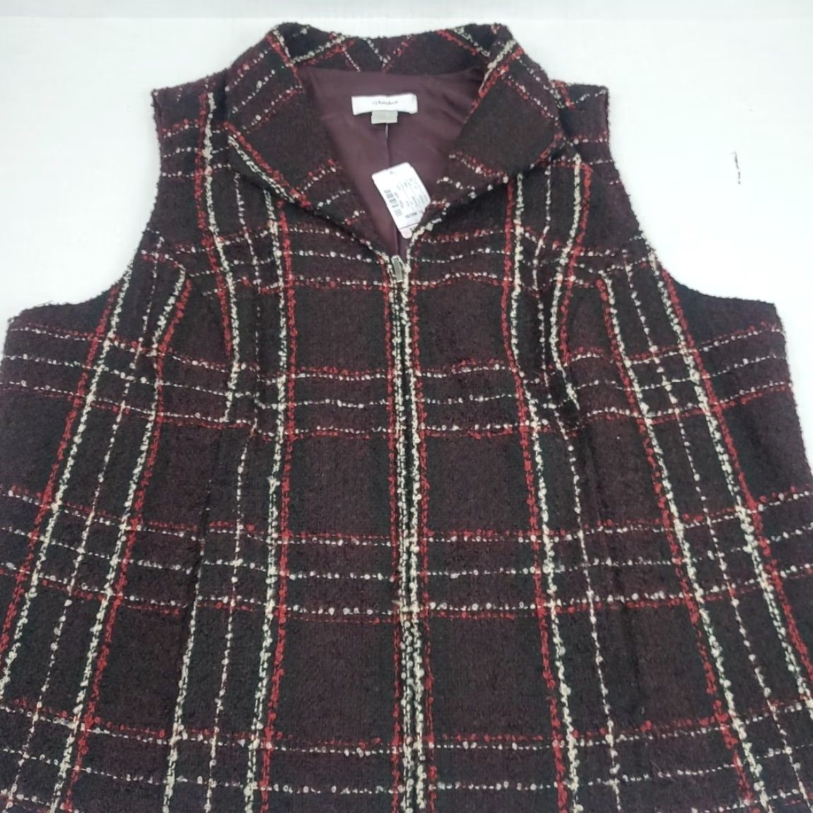 Vintage VINTAGE CJ Banks Poly Blend Sleeveless Full Zip Lined Vest Burgandy White Womens 1X Size XL / US 12-14 / IT 48-50 - 3 Thumbnail