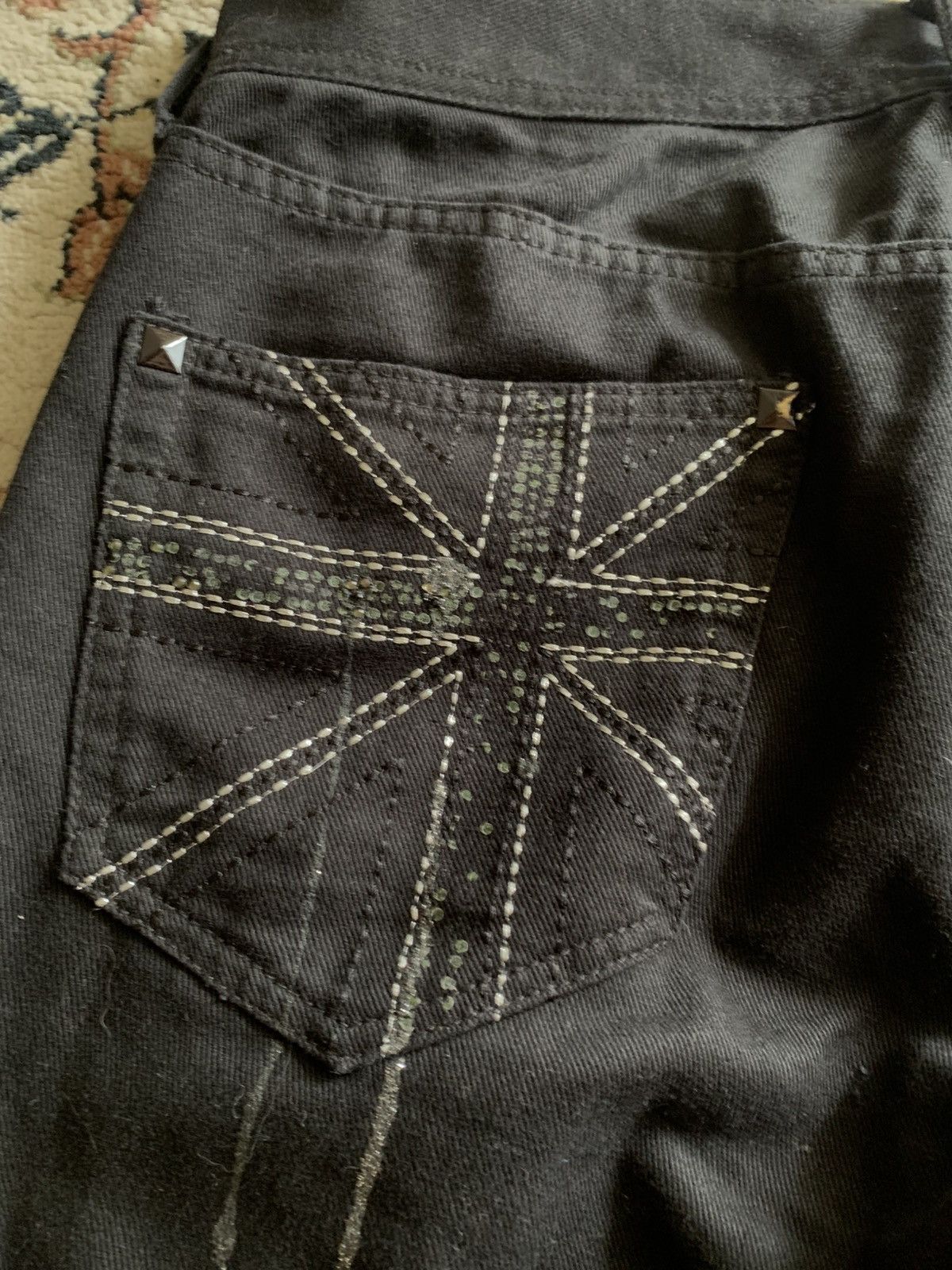 Japanese Brand Sorridere glitter paint flare cut pants Size US 33 - 2 Thumbnail