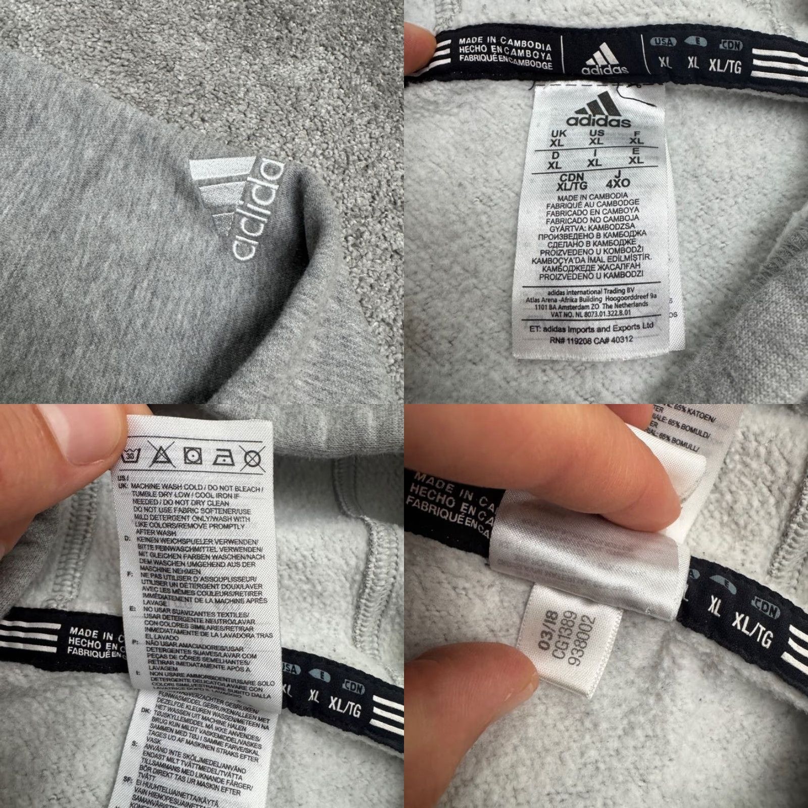 Adidas Adidas Hoodie Mens XL Gray Logo Graphic Pullover Hooded Sweatshirt Outdoor College Streetwear Size US XL / EU 56 / 4 - 8 Thumbnail