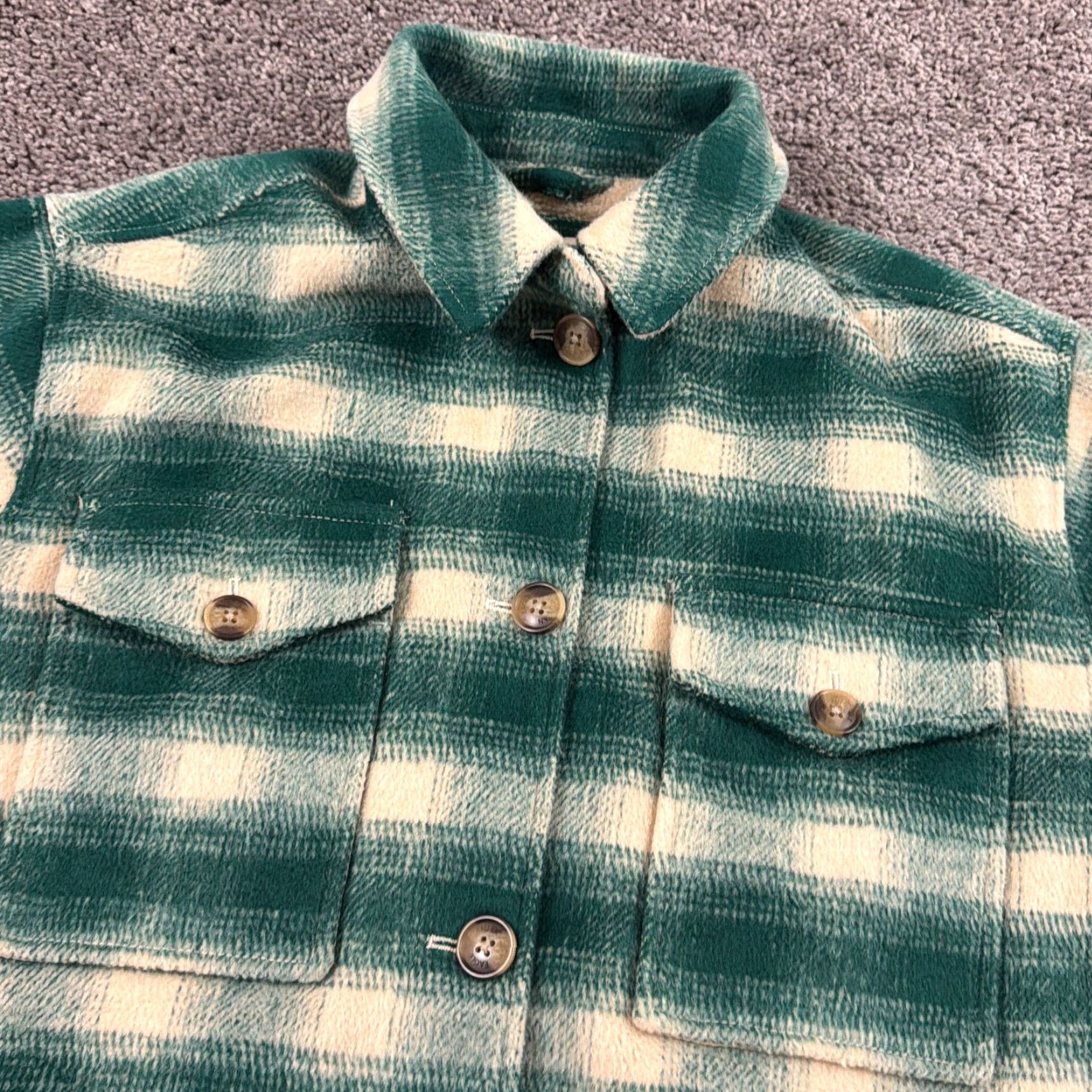 American Eagle Outfitters VINTAGE American Eagle Outfitters Jacket Mens S Green Plaid Flannel Sherpa Lined Shacket Size US S / EU 44-46 / 1 - 2 Thumbnail