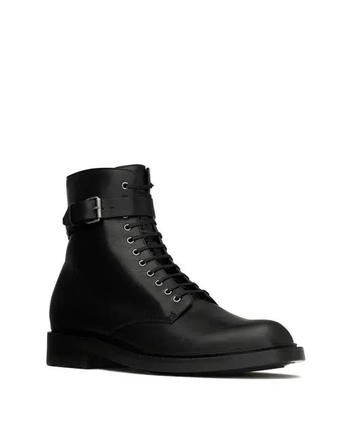 Saint Laurent Paris o1b1hav111224 Army Boots in Smooth Leather in Black Size US 8.5 / EU 41-42 - 2 Thumbnail